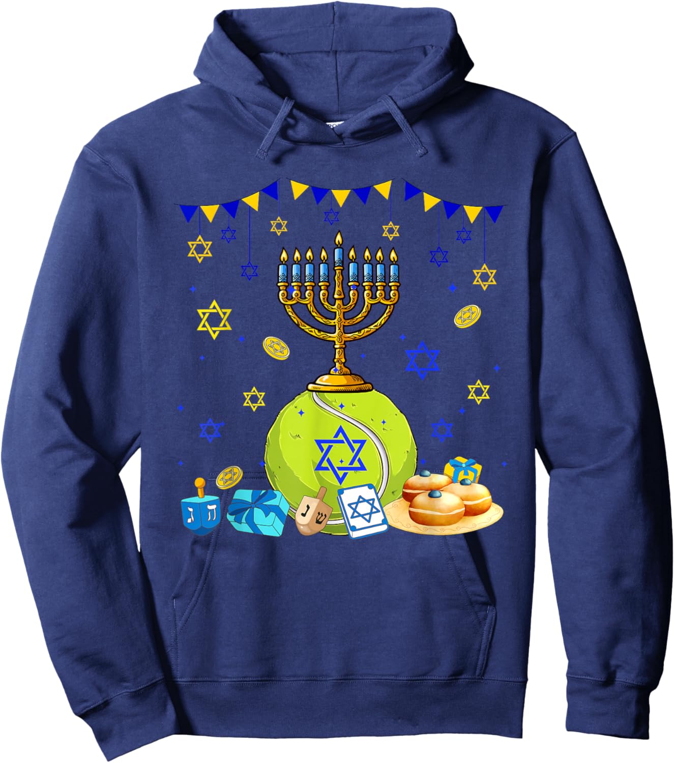 Tennis Equipment Player LoverHanukkah Jewish Menorah Hoodie - Hoodie | Navy