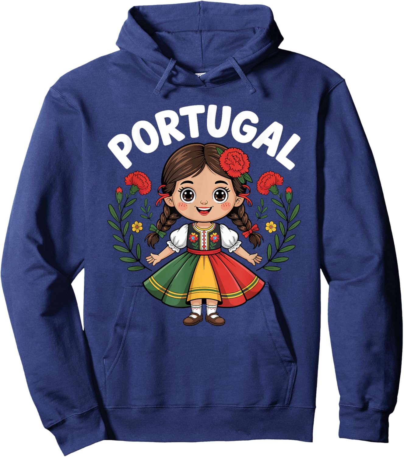 Portugal Fille en Robe Folklorique Traditionnelle avec œillets Enfants Hoodie - Hoodie | Navy