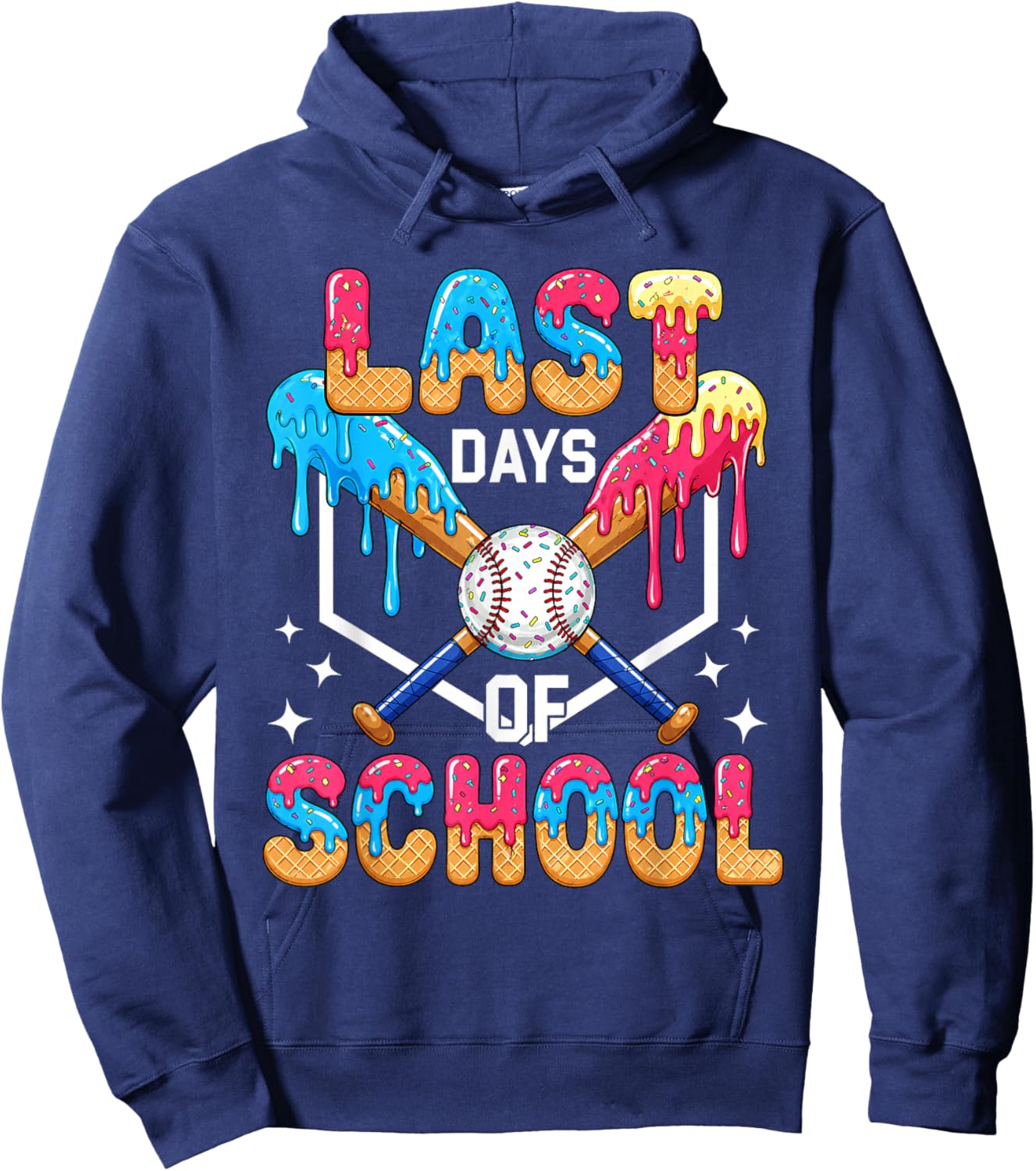 Last Day of School Baseball Drip Graduation Boys Teens Kids Hoodie - Hoodie | Navy