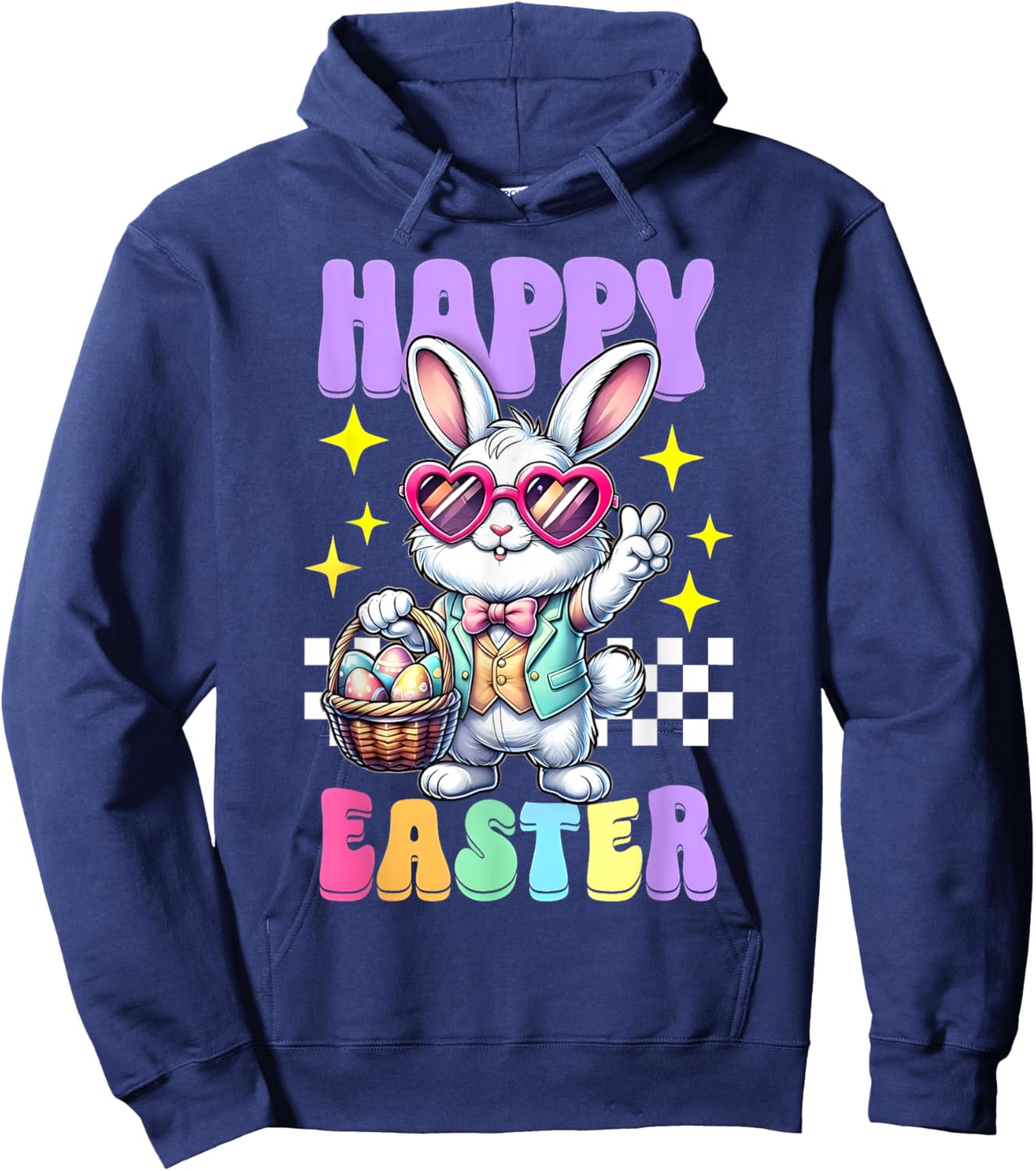 Happy Easter Bunny Rabbit Easter Day 2025 Women Boys Girls Hoodie - Hoodie | Navy