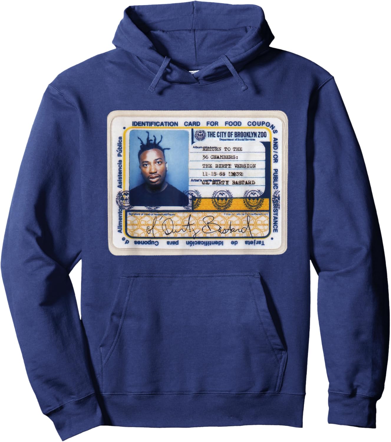 Ol' Dirty Bastard Return To The 36 Chambers ID Card ODB Hoodie - Hoodie | Navy