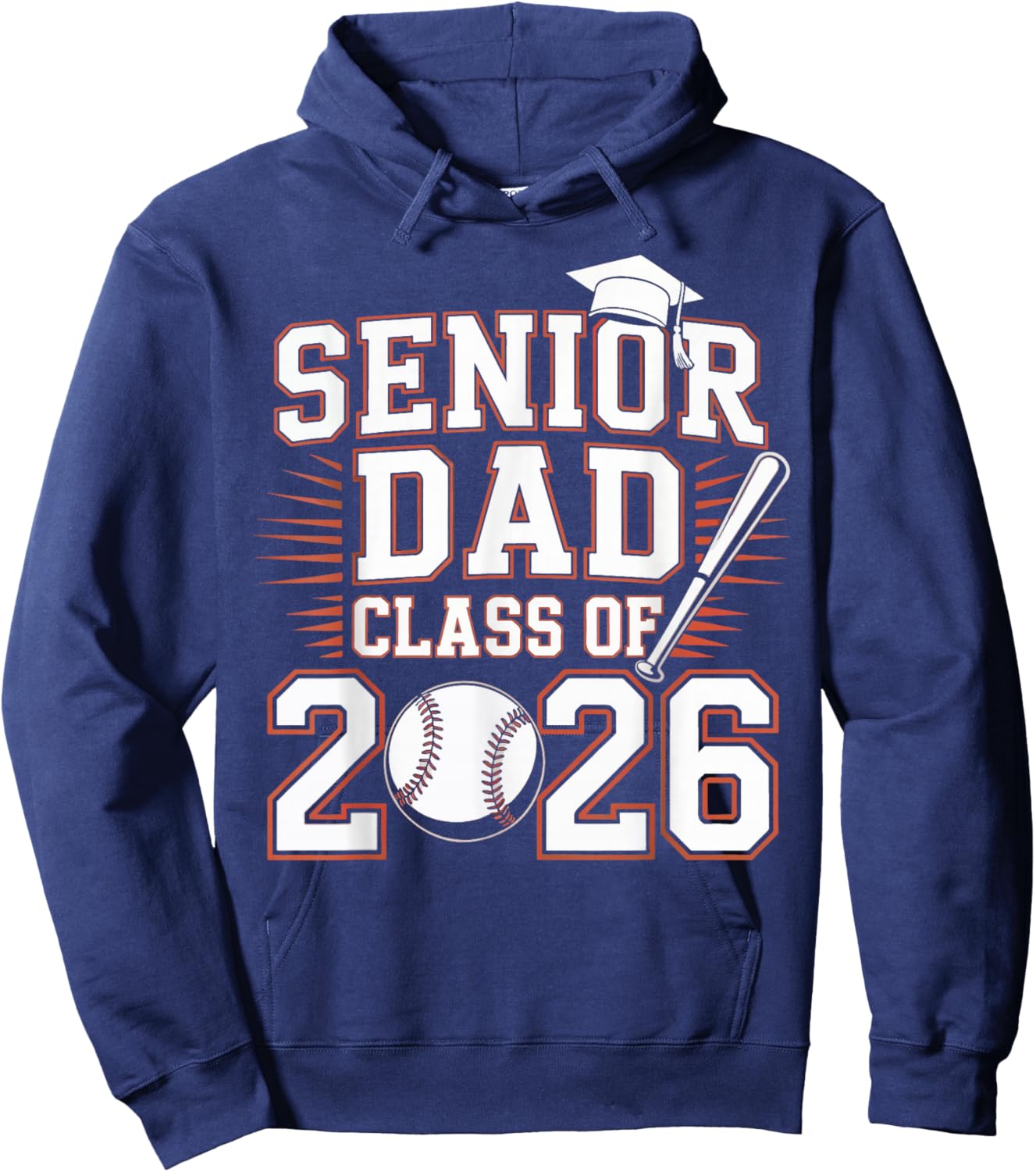 Senior Dad Class of 2026 Graduate Baseball 2026 Graduation Hoodie - Hoodie | Navy