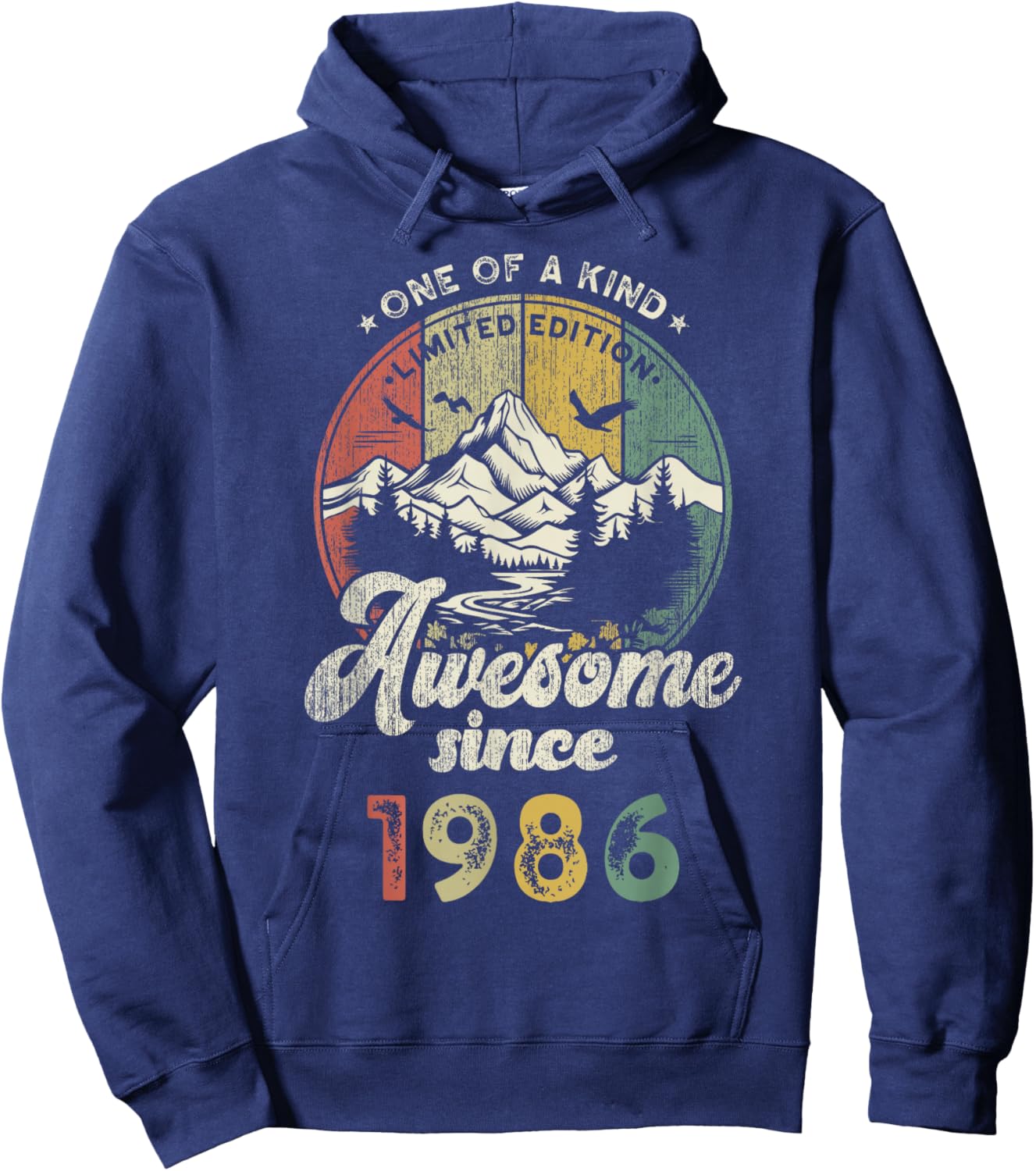 39th Birthday Mountains Retro Awesome Since 1986 Hoodie - Hoodie | Navy