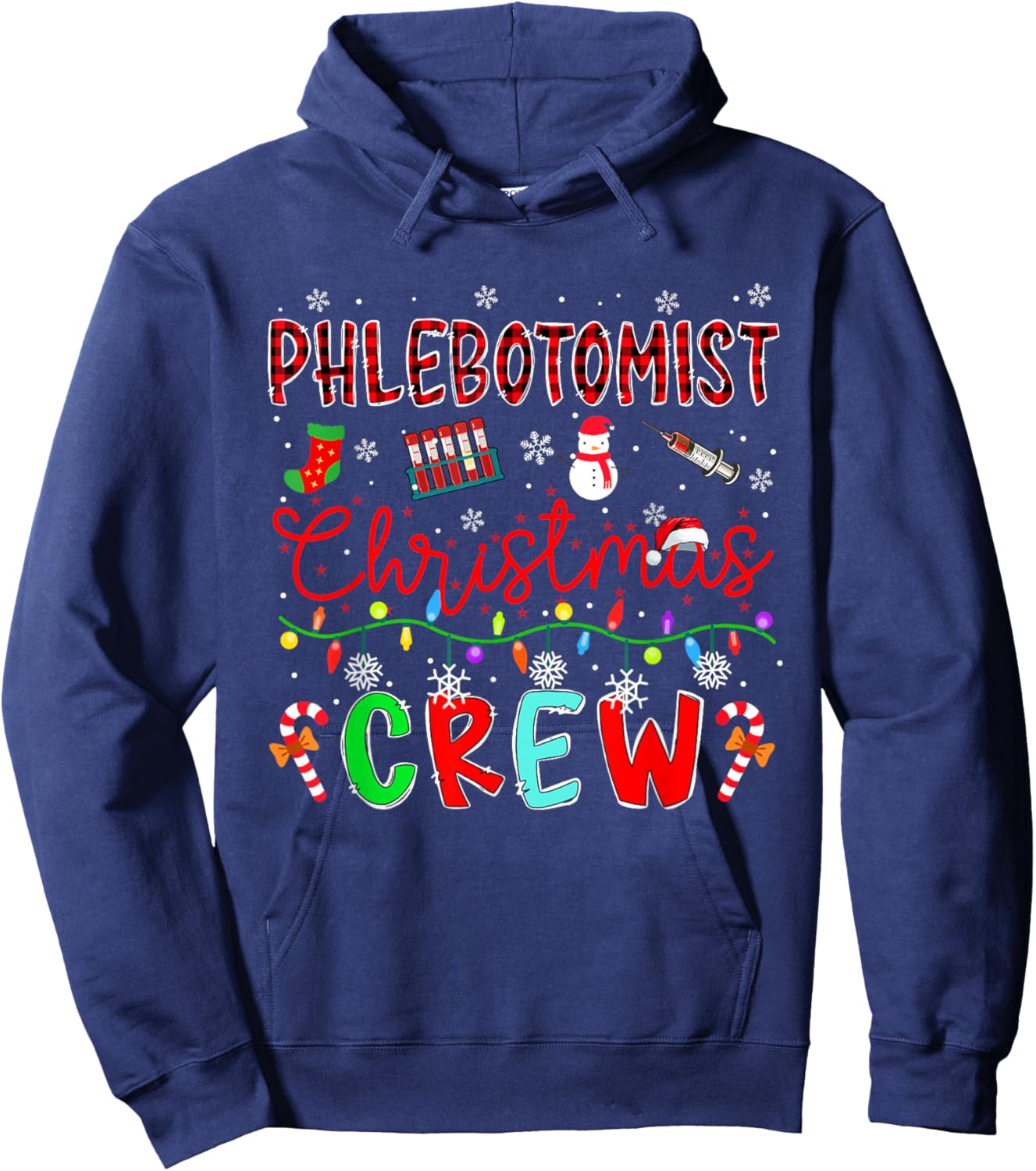 Phlebotomist Christmas Crew Matching Job Team Funny Parties Hoodie - Hoodie | Navy