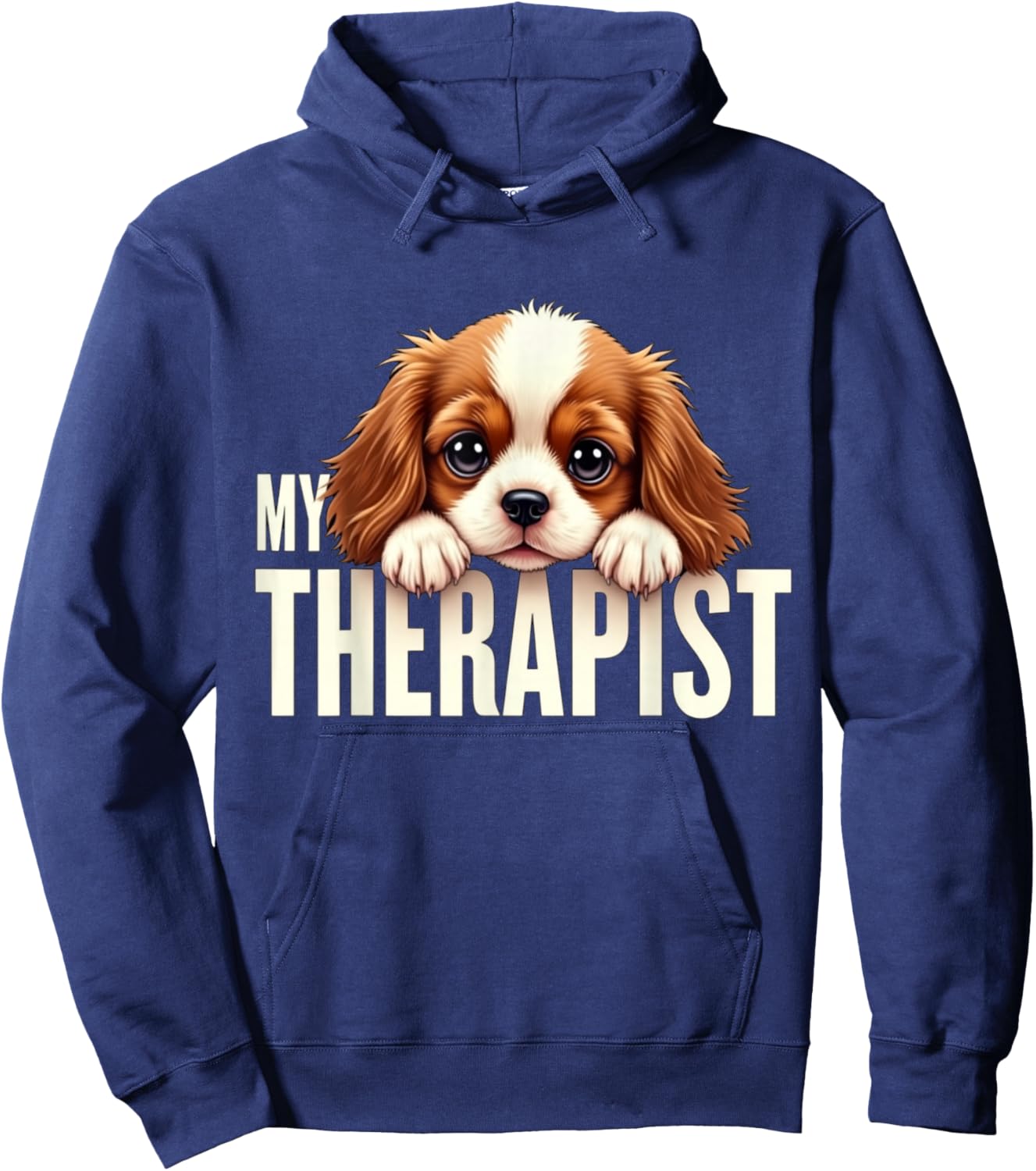 Funny Puppy My Therapist Cavalier King Charles Spaniel Dog Hoodie - Hoodie | Navy
