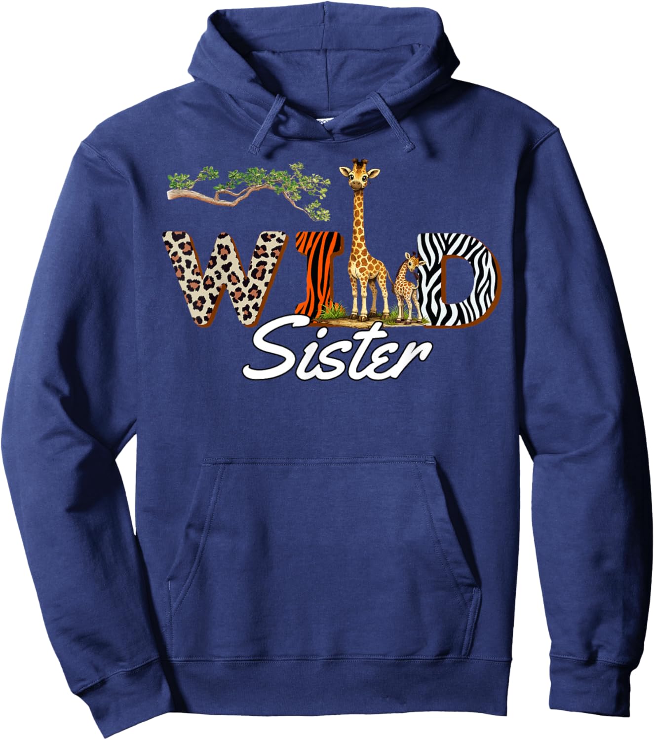 Wild Sister Safari Big Sis Birthday Hoodie - Hoodie | Navy