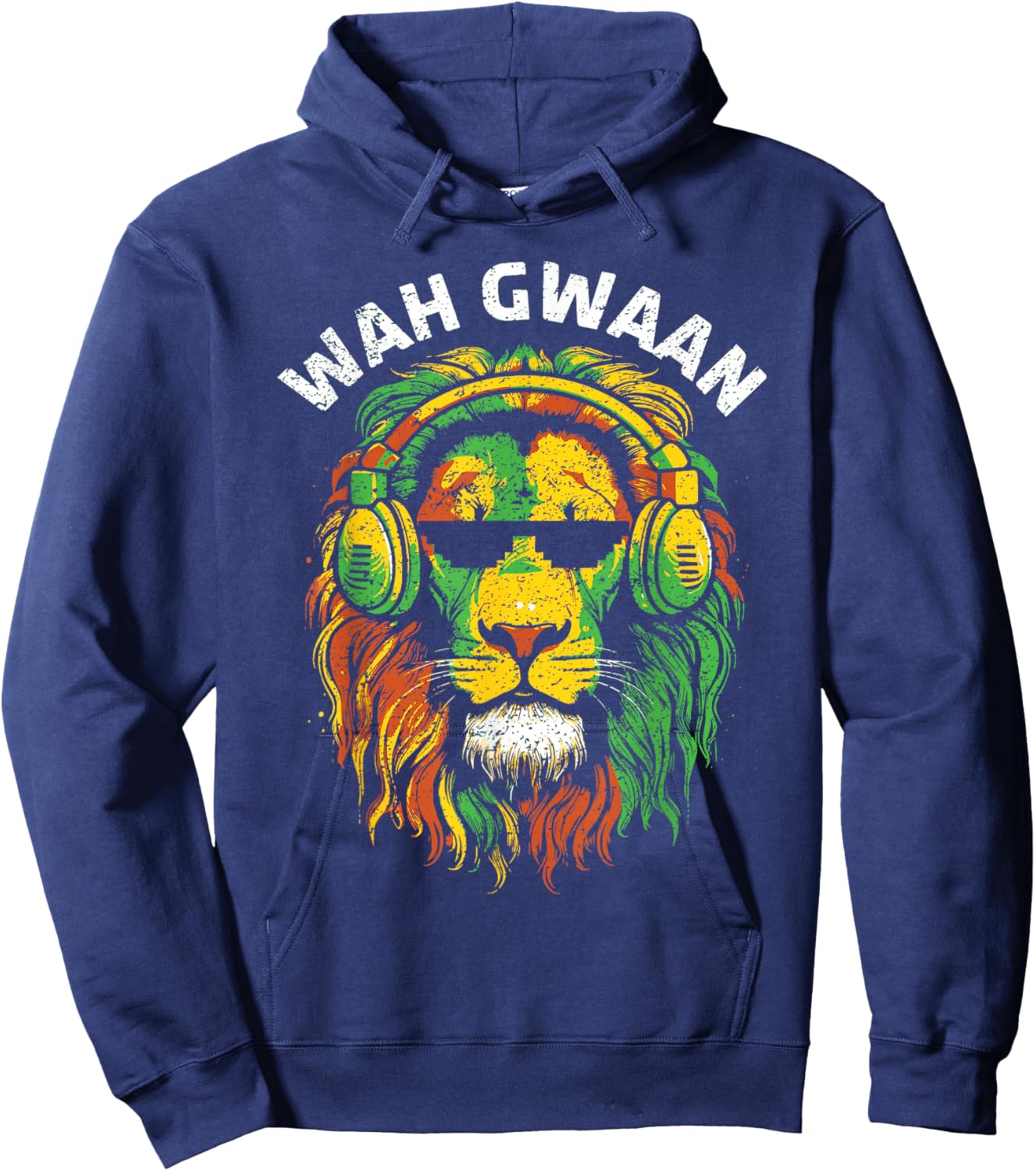 Wah Gwaan Jamaican Reggae Rasta Colors Funny Jamaica Hoodie - Hoodie | Navy