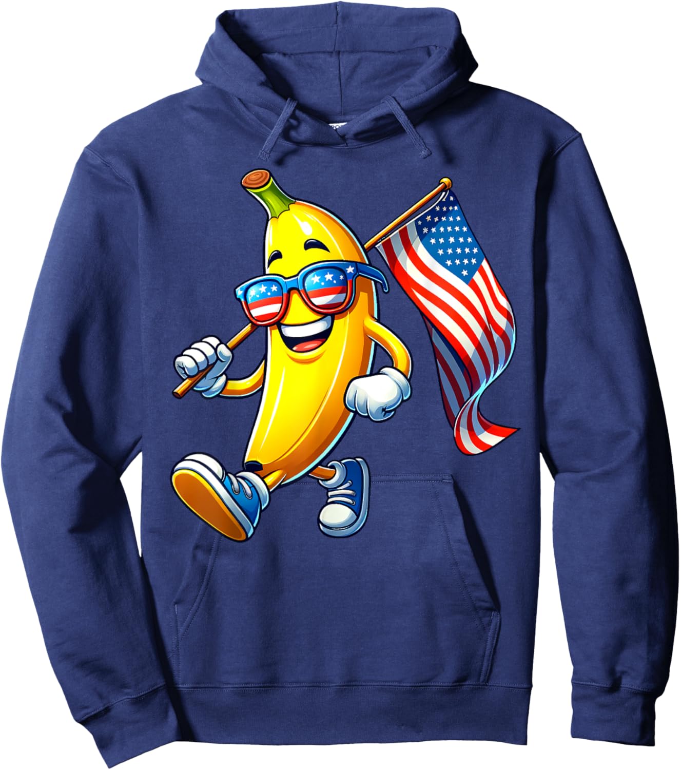 Banana 4th July USA Flag Patriotic America Mom Dad Kids Hoodie - Hoodie | Navy