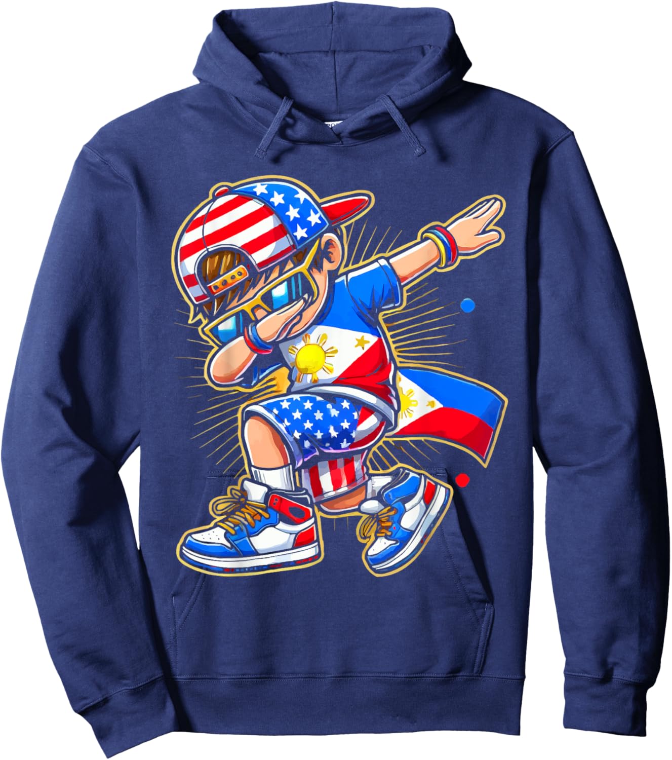Half Filipino Half American USA Flag Philippines America Hoodie - Hoodie | Navy