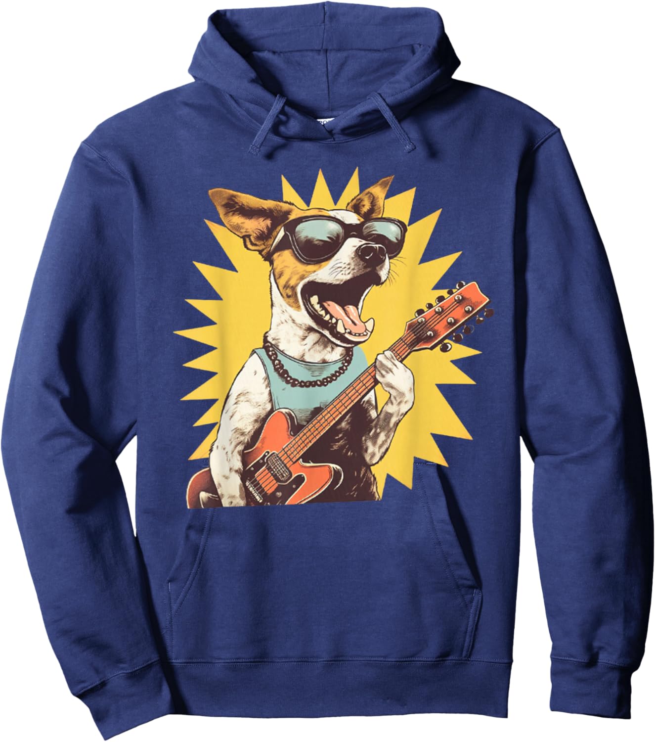 Jack Russell Terrier Playing Guitar Rock Star Dog Rocker Hoodie - Hoodie | Navy