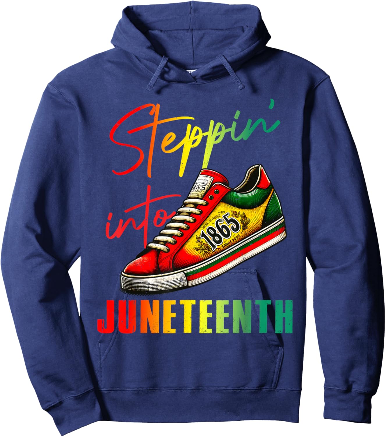 1865 Juneteenth Youth Shoes Steppin' Into Like My Ancestors Hoodie - Hoodie | Navy