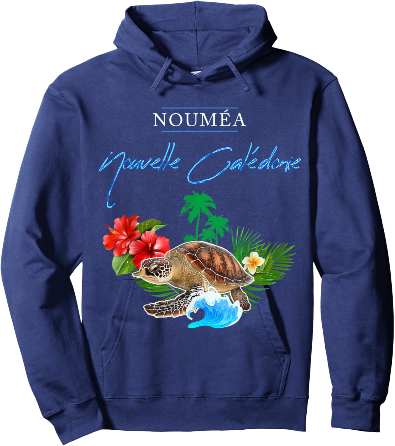 Nouméa Nouvelle-Calédonie Tortue Marine Hibiscus Cocotiers Hoodie - Hoodie | Navy