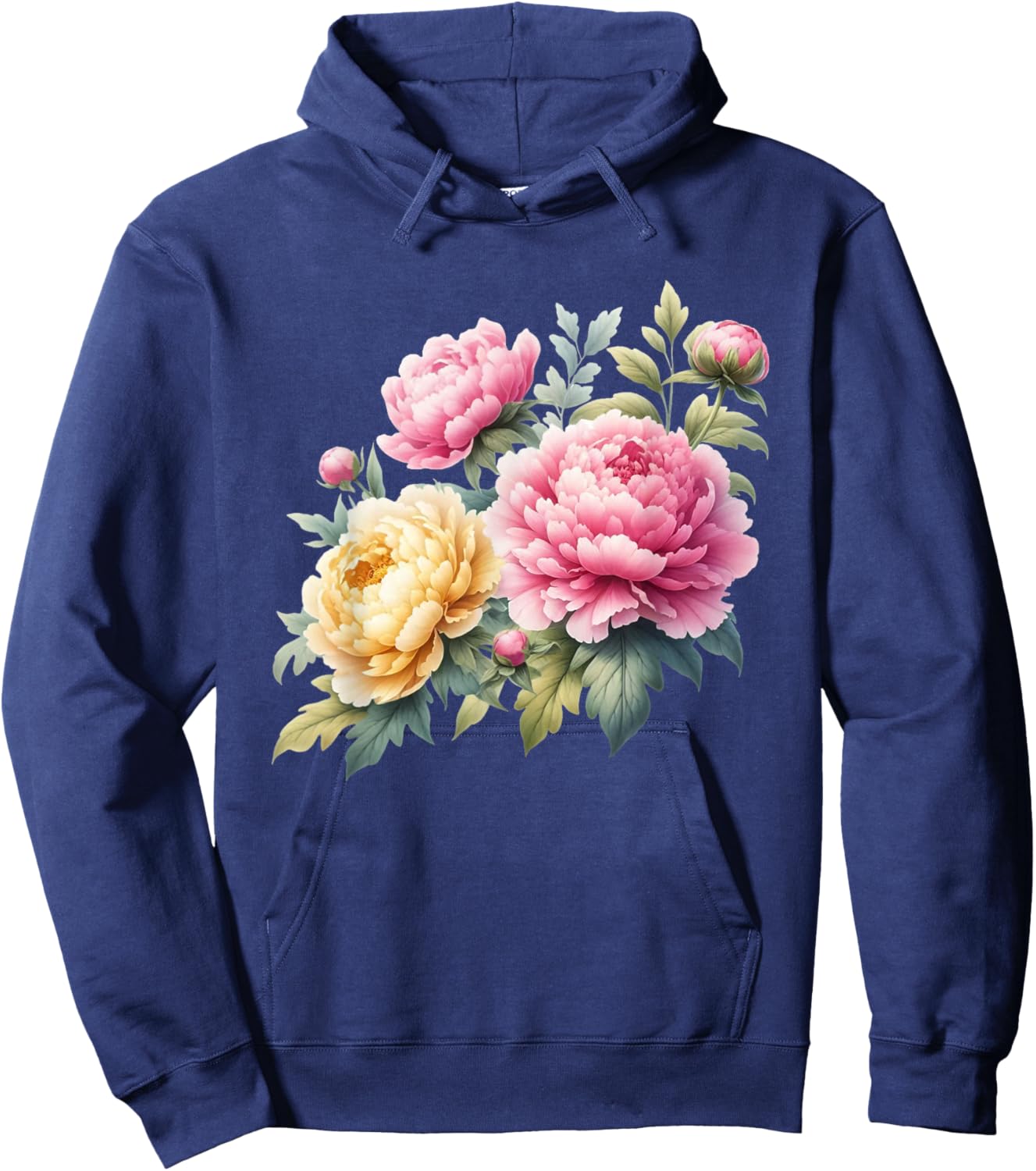 Peonies Flowers Blossom Nature Lover Gardener Hoodie - Hoodie | Navy