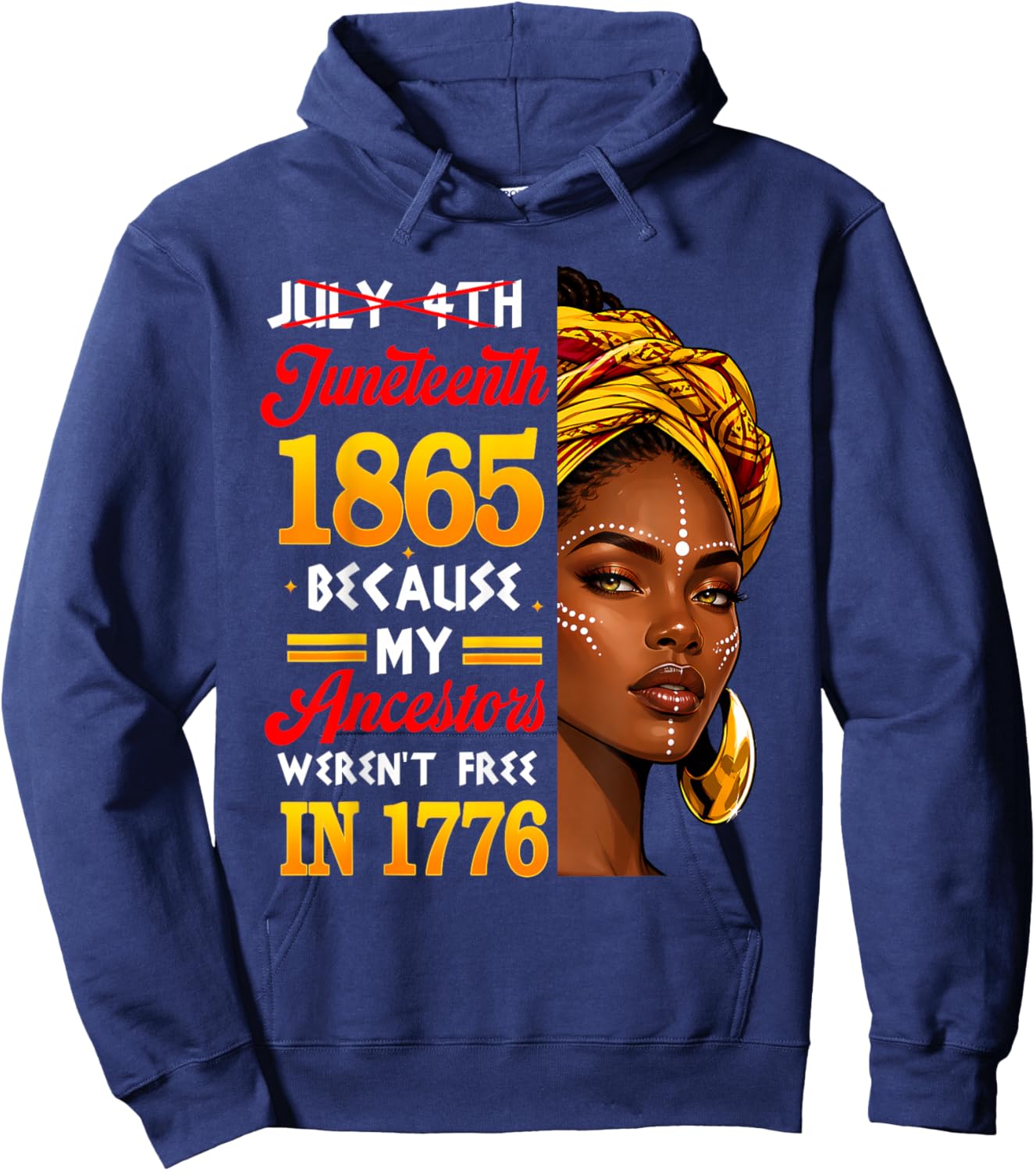 Juneteenth 1865 Afro African American 4th of July Men Women Hoodie - Hoodie | Navy