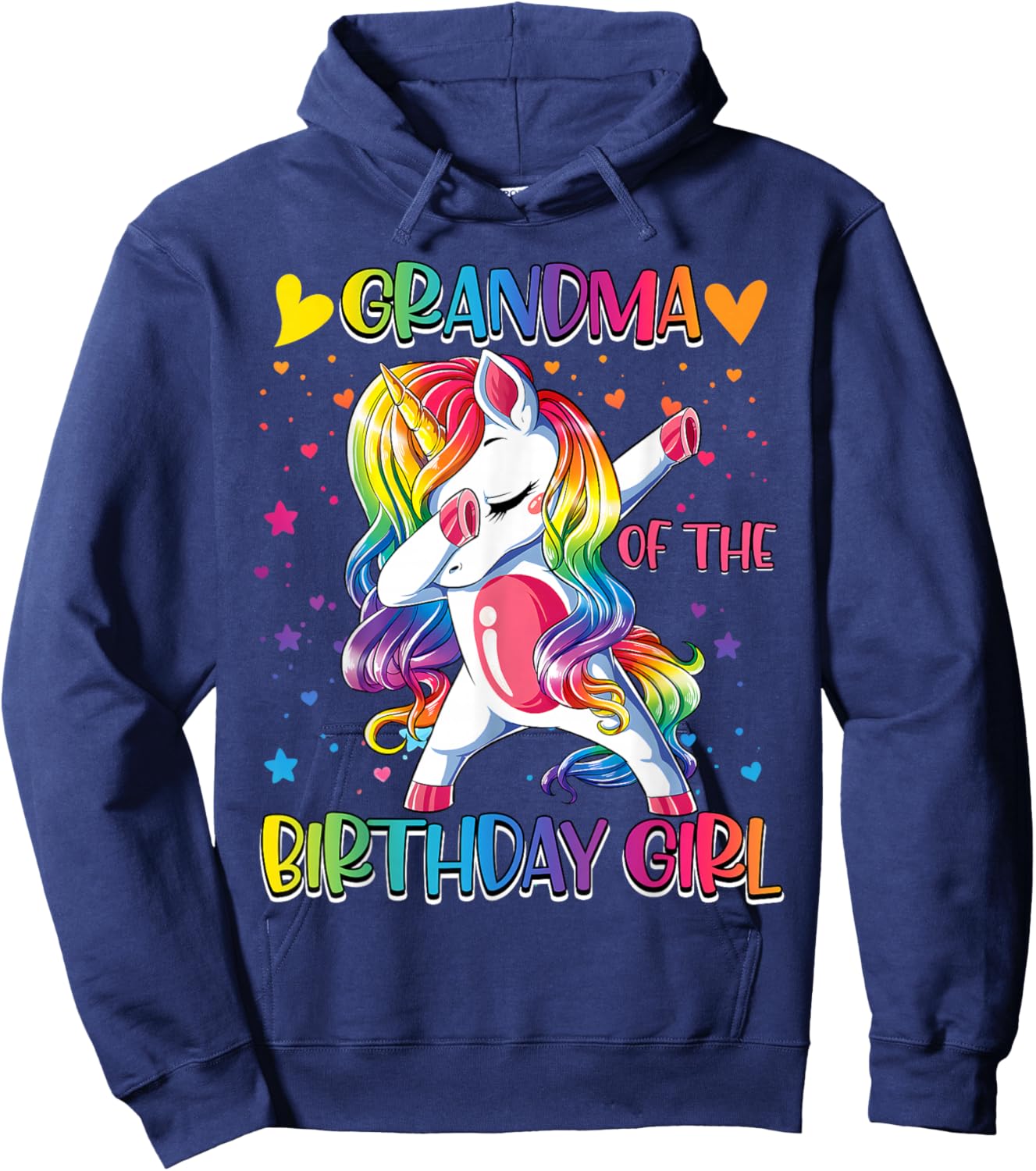Grandma of The Birthday Girl Unicorn Family Matching Party Hoodie - Hoodie | Navy