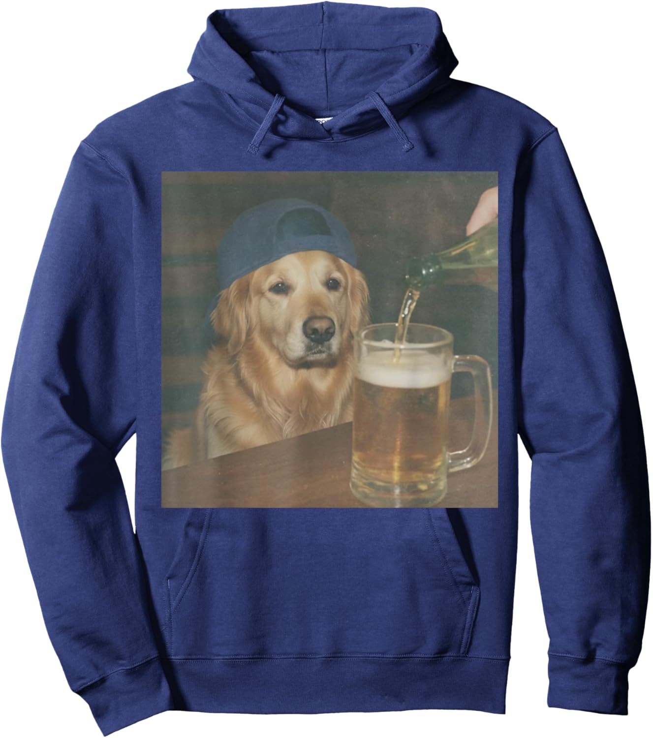 Funny Golden Retriever Drinking Beer Meme Graphic Dog Lovers Hoodie - Hoodie | Navy