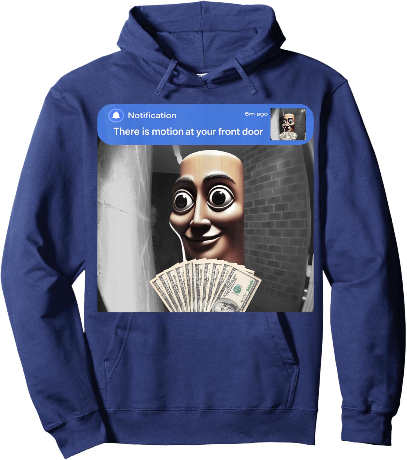 There is Motion at Your Front Door Tung Tung Tung sahur Meme Hoodie - Hoodie | Navy