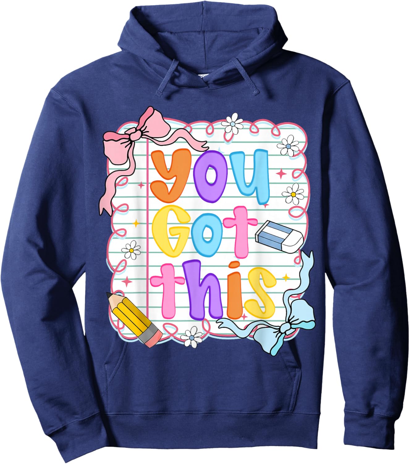 Testing Day Coquette Test Day You Got This Teacher Kid Bow Hoodie - Hoodie | Navy