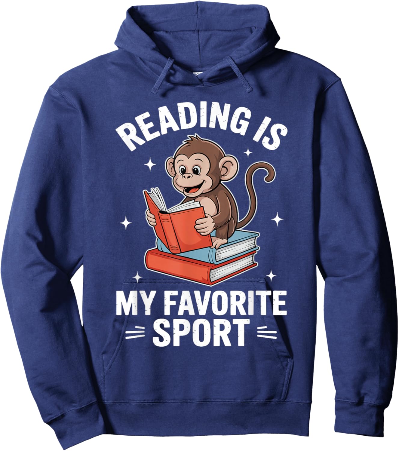 Reading is My Favorite Sport Cute Monkey Reading Books Hoodie - Hoodie | Navy