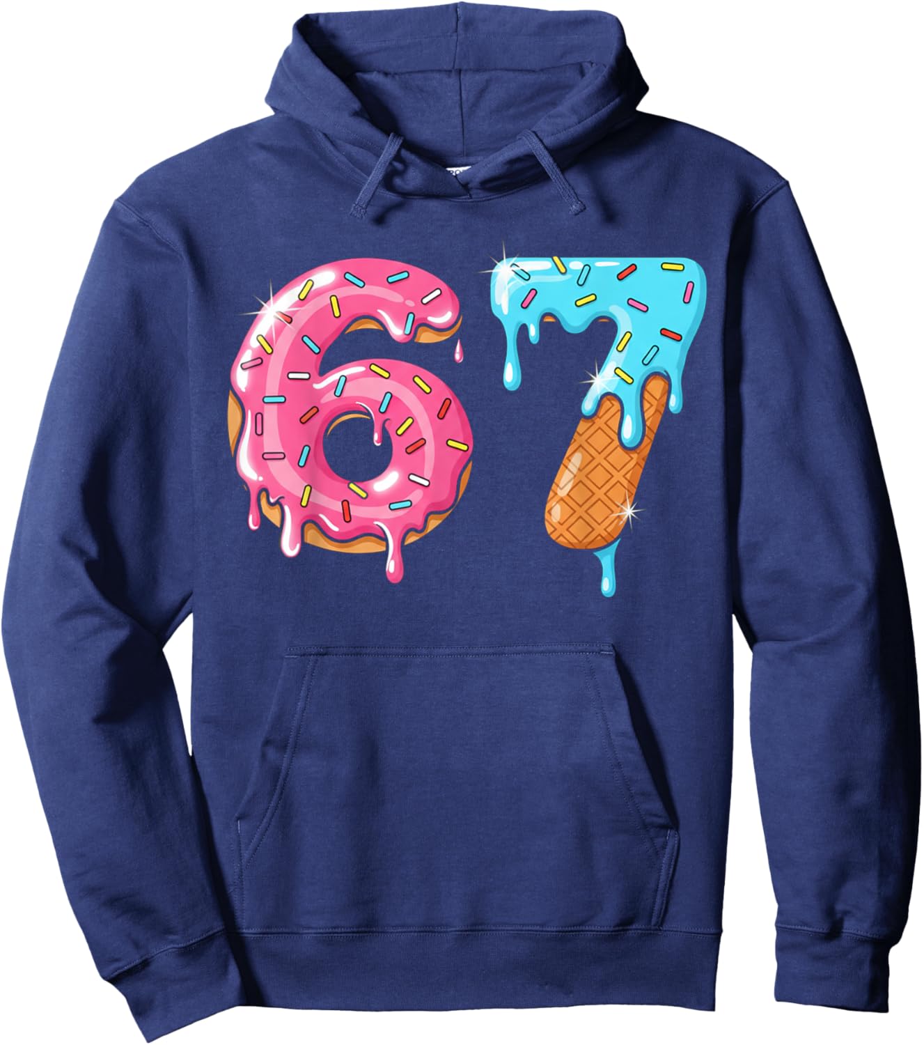 Funny 6 7 Six Seven Christmas Costume Meme Donut Ice Cream Hoodie - Hoodie | Navy