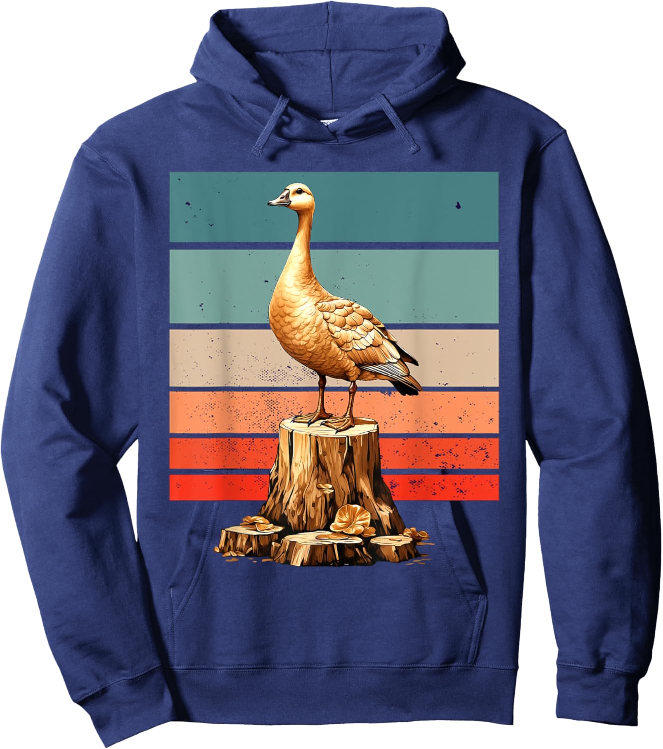 Goose golden majestic realistic tree stump nature Bird Hoodie - Hoodie | Navy