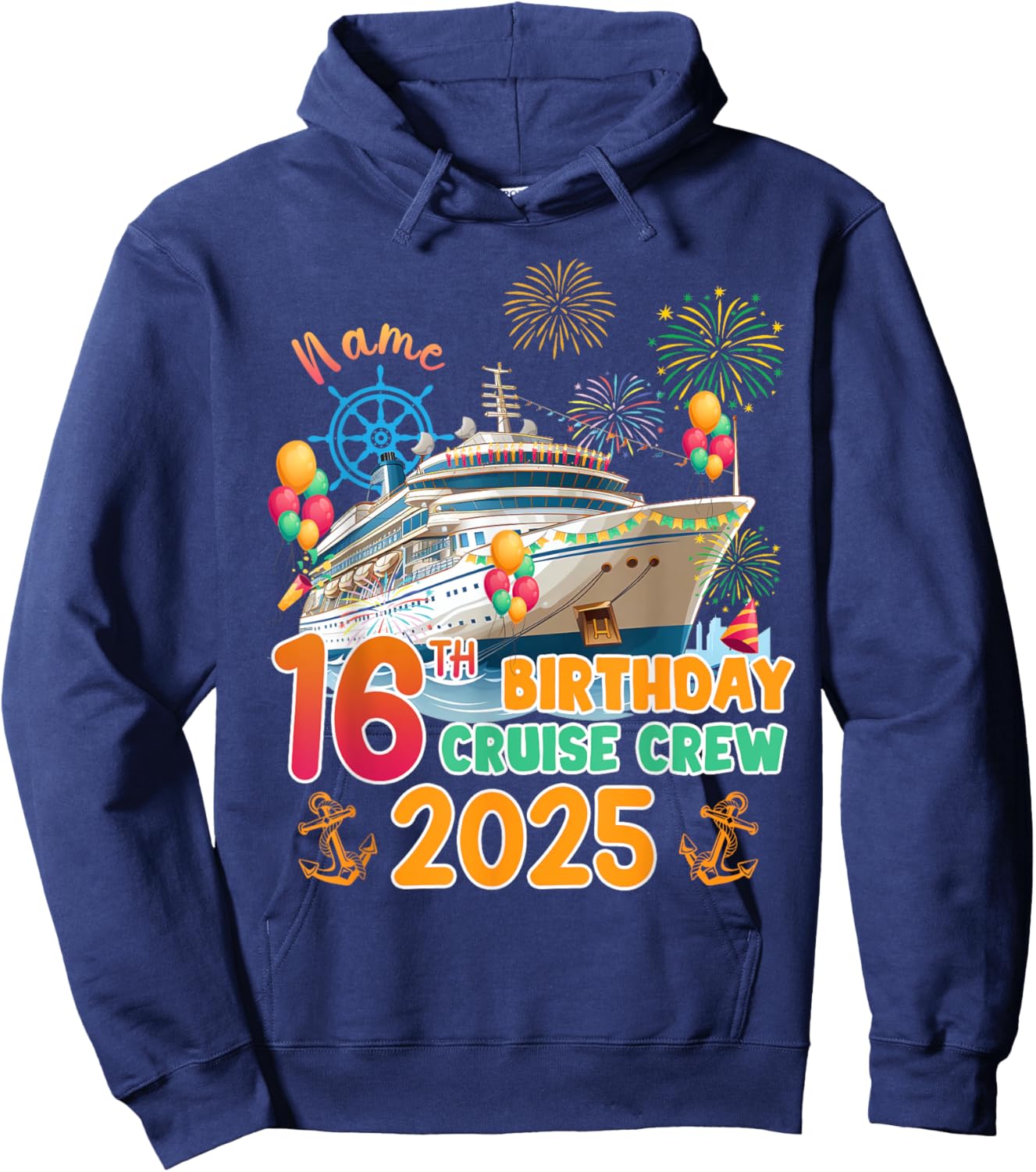 16th Birthday Cruise Crew 2025 16 Years Old Cruising Trip Hoodie - Hoodie | Navy