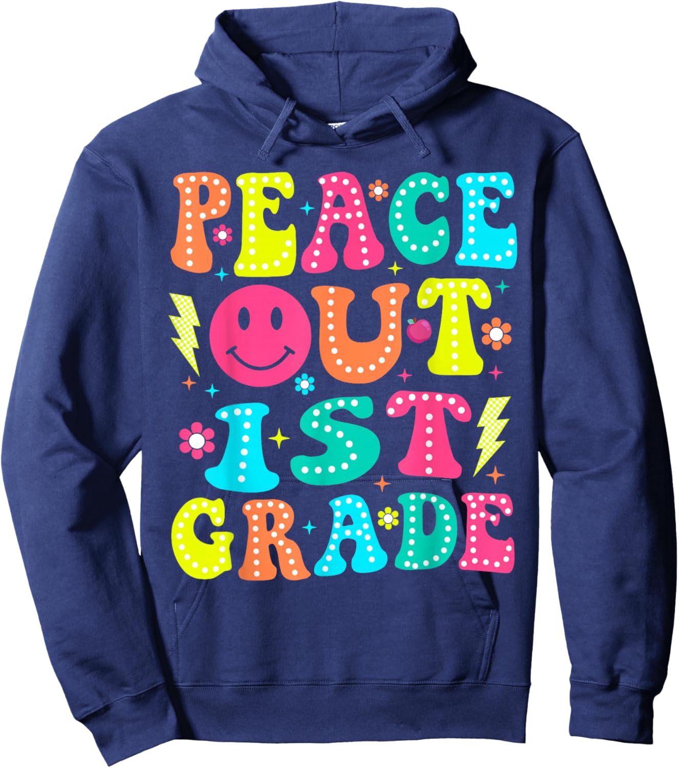 Peace Out 1st Grade Graduation Boys Girls Kids Class of 2026 Hoodie - Hoodie | Navy