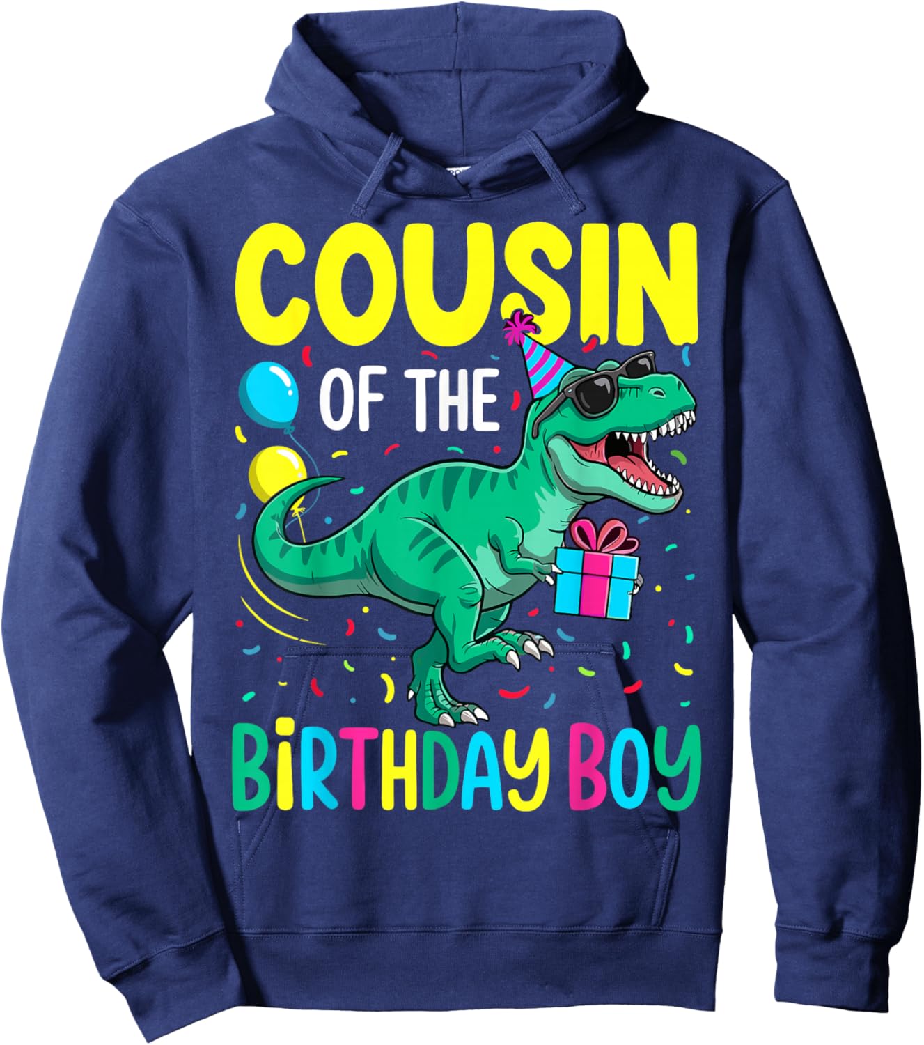 Cousin of The Birthday Party Outfit Dinosaur Squad Cousin Hoodie - Hoodie | Navy