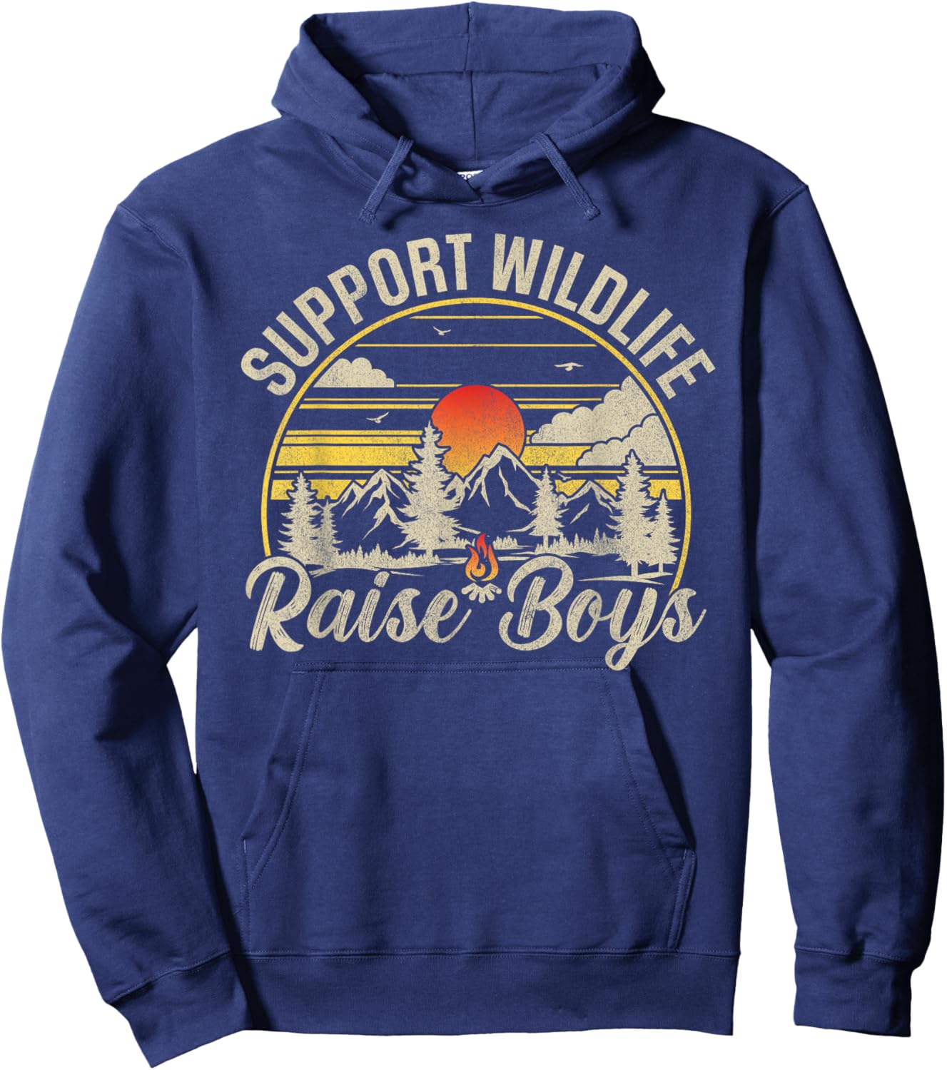 Support Wildlife Raise Boys Funny Women Mom Nature Lover Hoodie - Hoodie | Navy