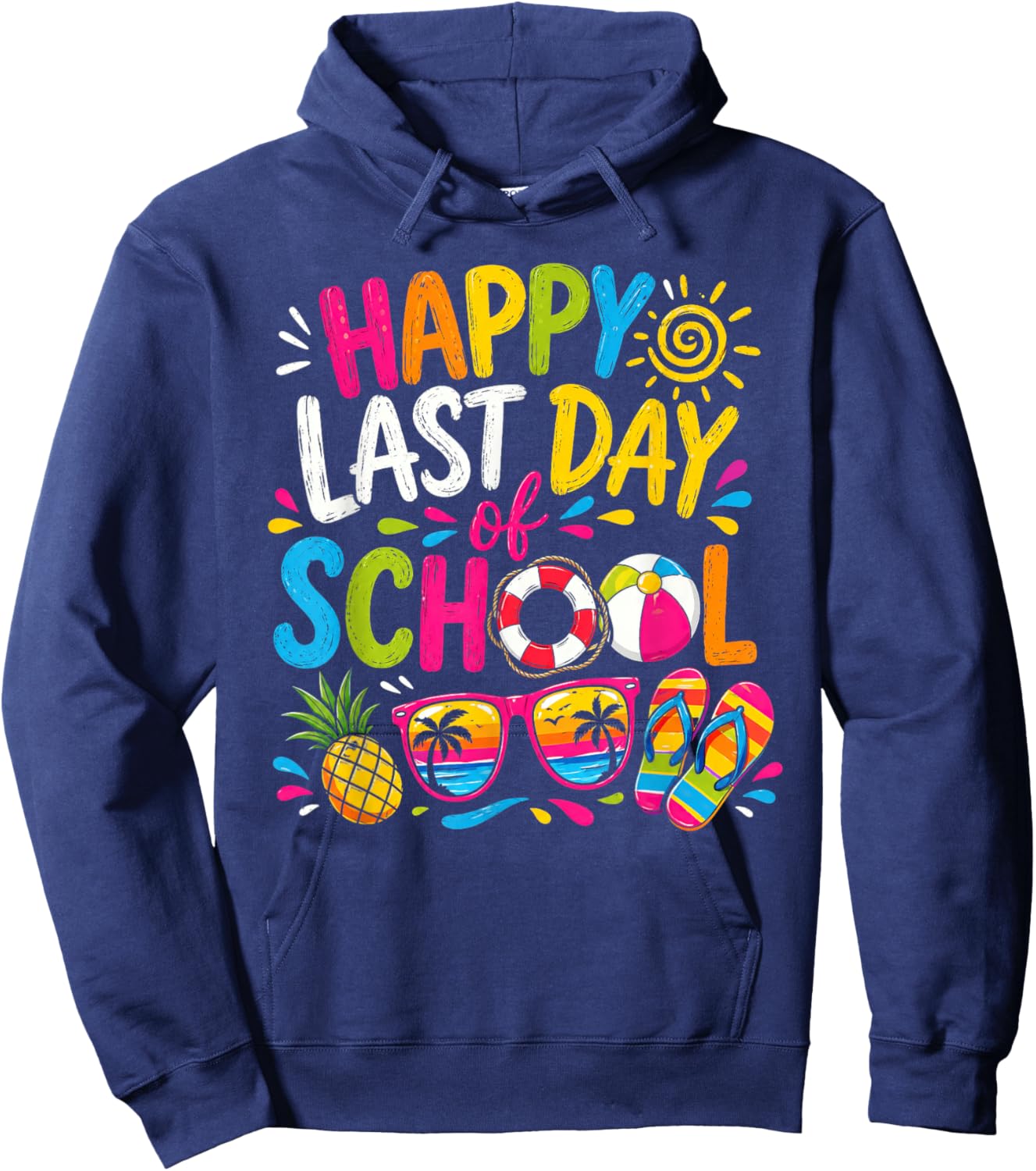 Last Day of School for Teacher Off Duty Tie and Dye Hoodie - Hoodie | Navy