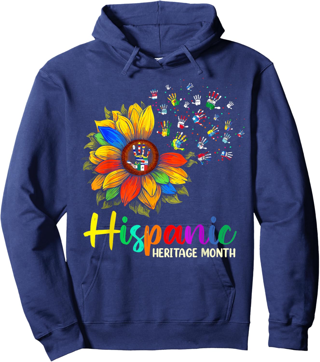 National Hispanic Heritage Month Sunflower All Countries Hoodie - Hoodie | Navy
