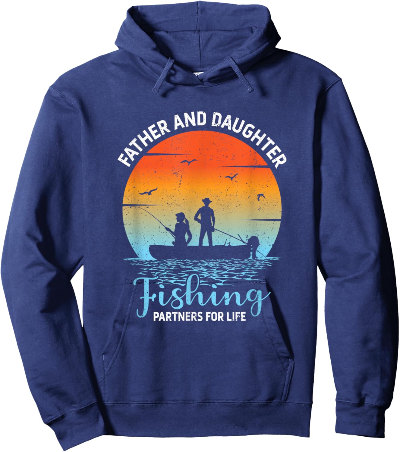 Father Daughter Fishing Partners Cute Dad Daughter Matching Hoodie - Hoodie | Navy