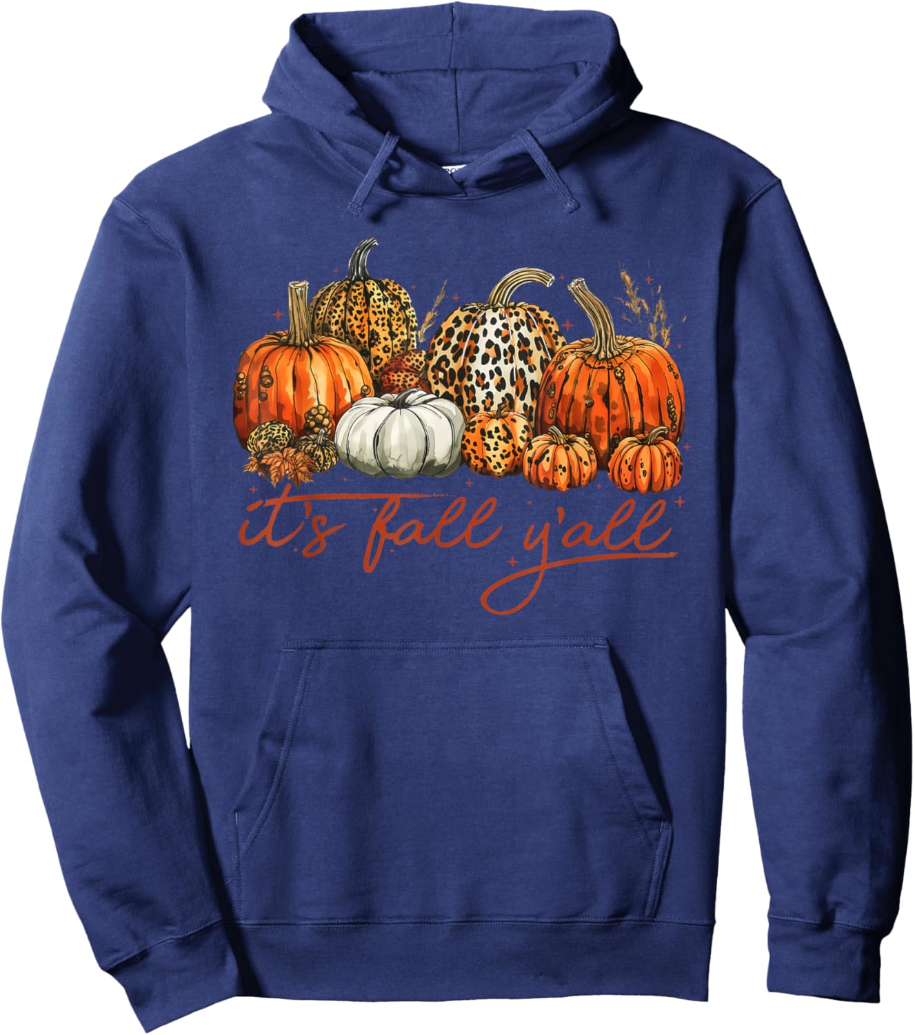 It's Fall Y'all Leopard Pumpkin Fall Shirt Hoodie - Hoodie | Navy
