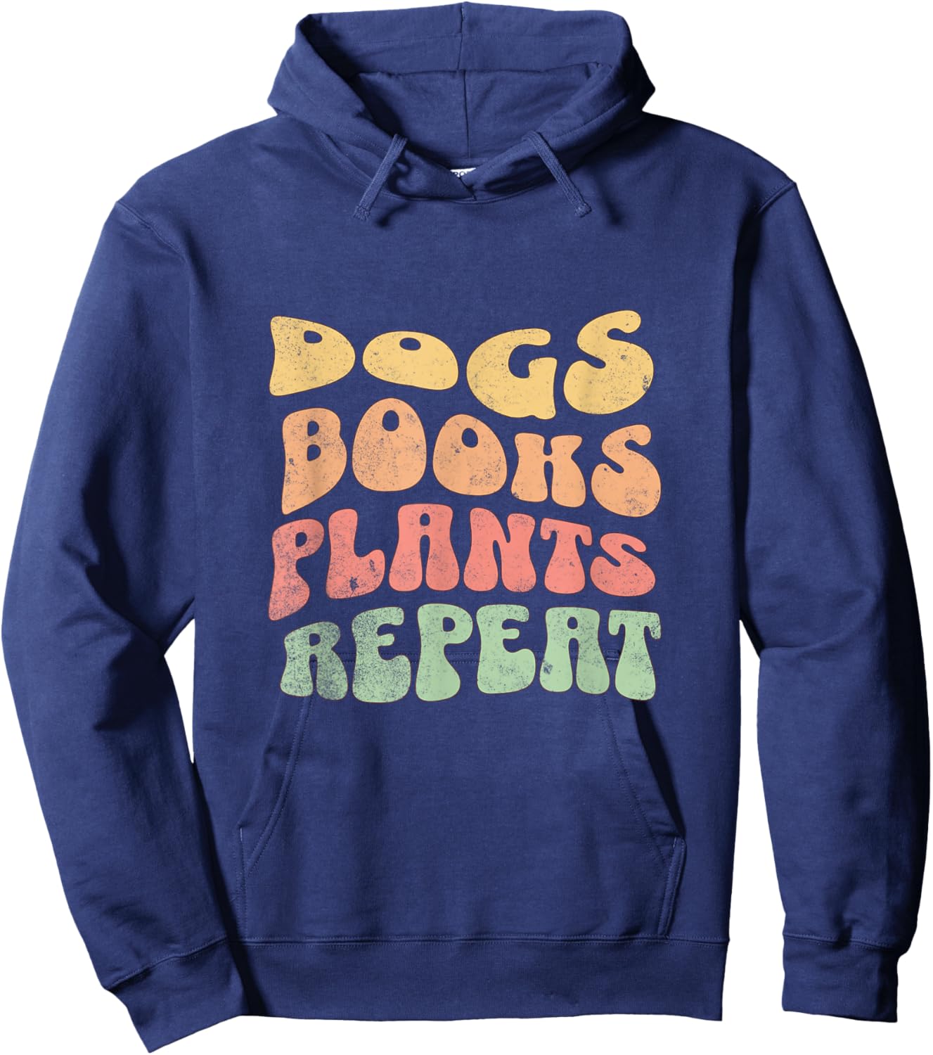 Colorful Dogs Books Plants Repeat Hoodie - Hoodie | Navy