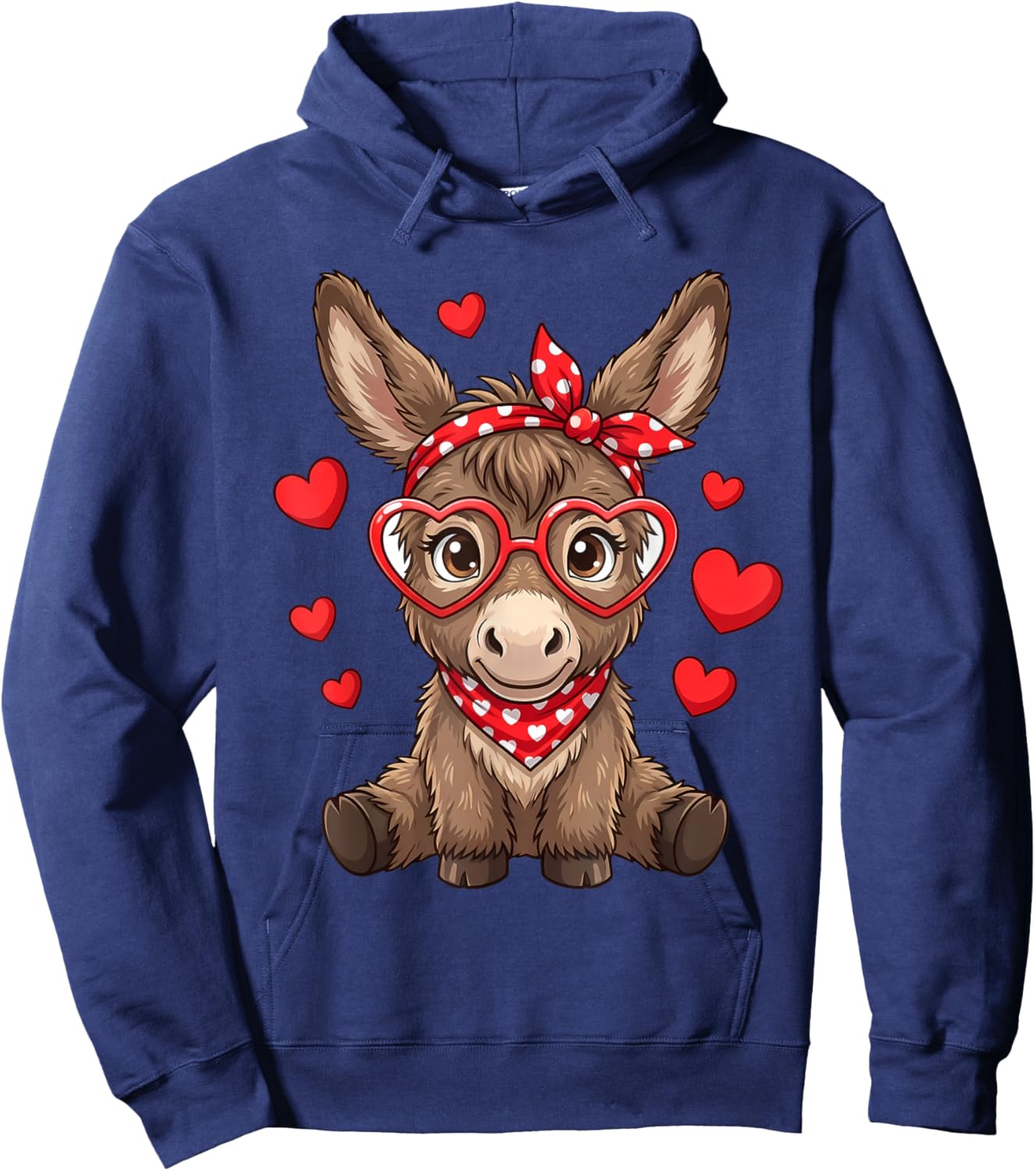 Cute Little Hearts for Donkey Lovers and Couples Hoodie - Hoodie | Navy