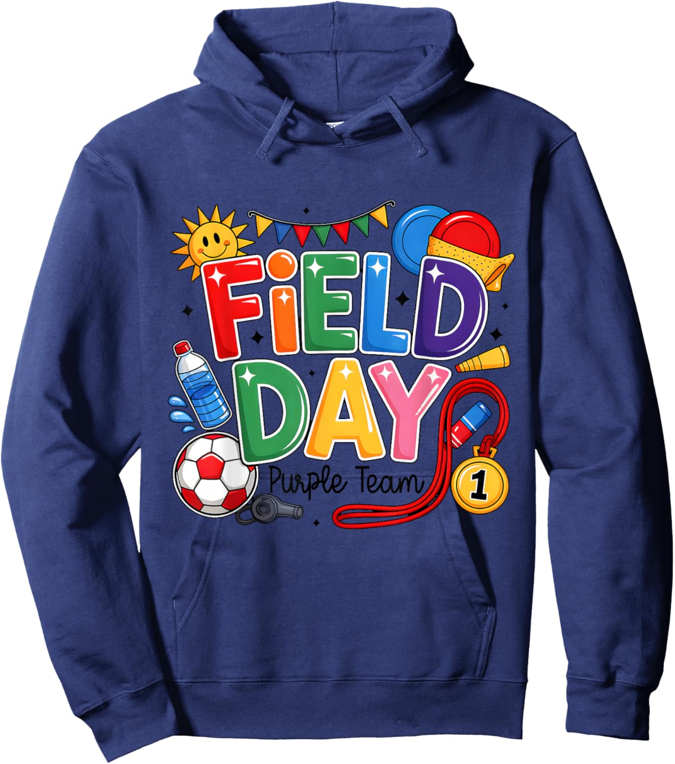 Field Day Purple Team Funny for Kids Teacher Field Day Games Hoodie - Hoodie | Navy