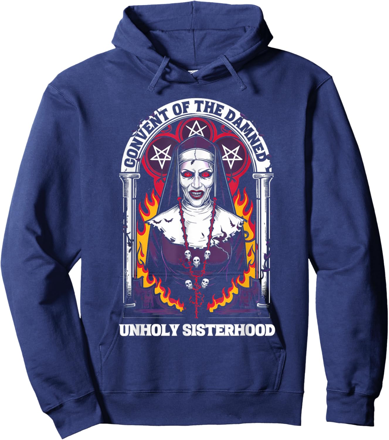 Gothic Antichrist Dark Art Church of Satan 666 Baphomet Hoodie - Hoodie | Navy