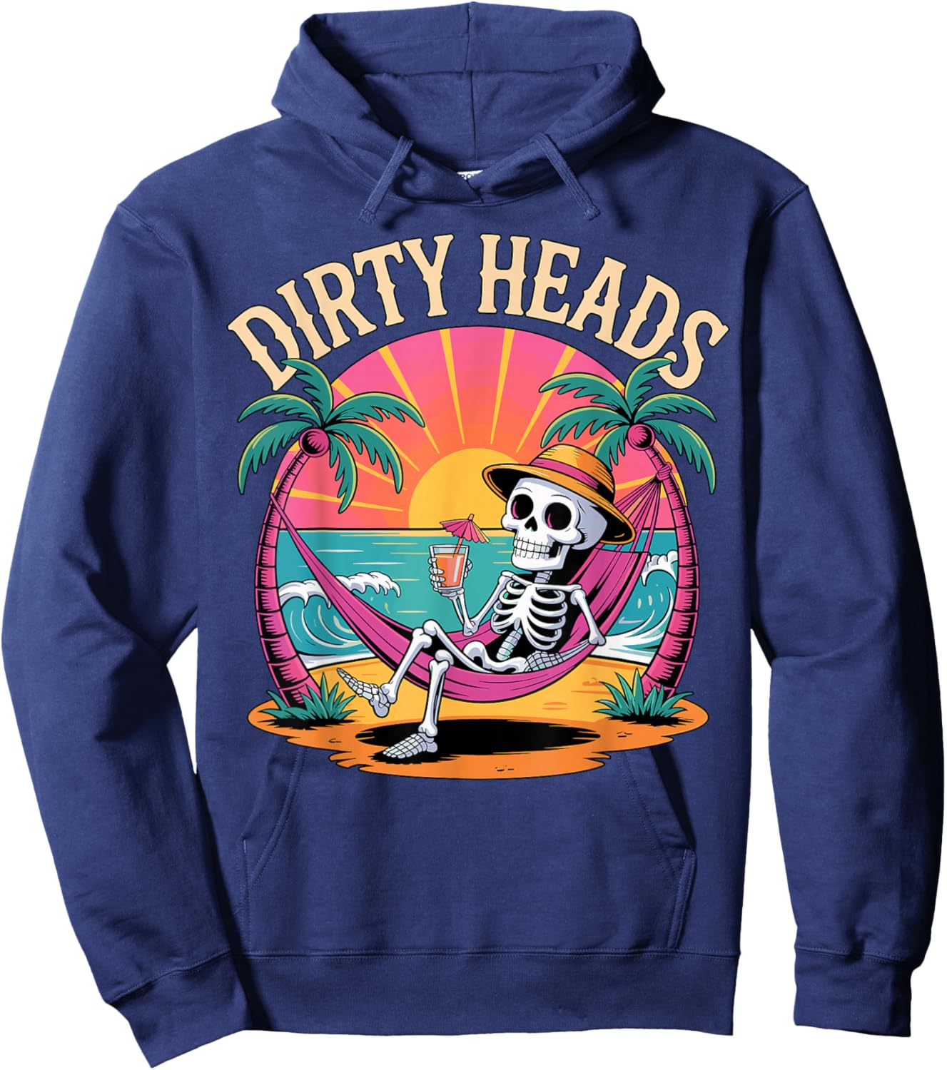 Dirty Heads Skeleton Beach Summer Vacation Hoodie - Hoodie | Navy