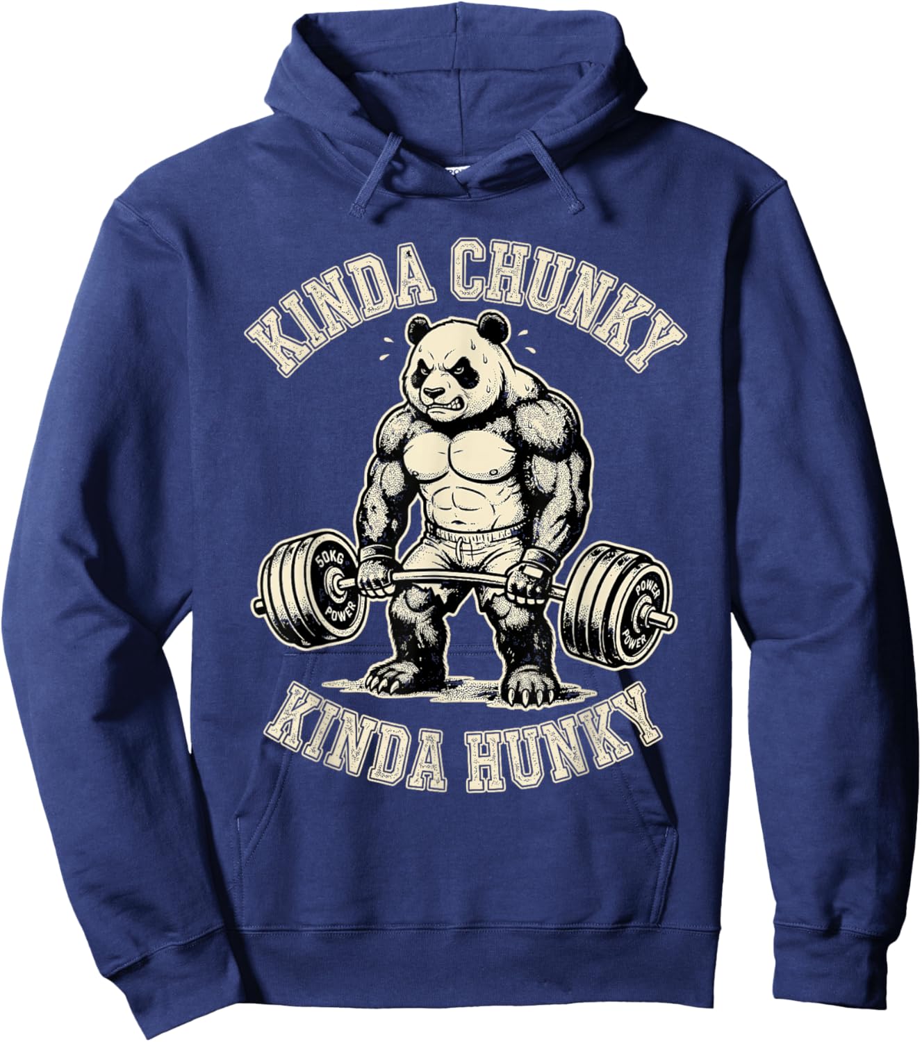 Kinda Hunky Kinda Chunky Funny Powerlifting Panda Hoodie - Hoodie | Navy