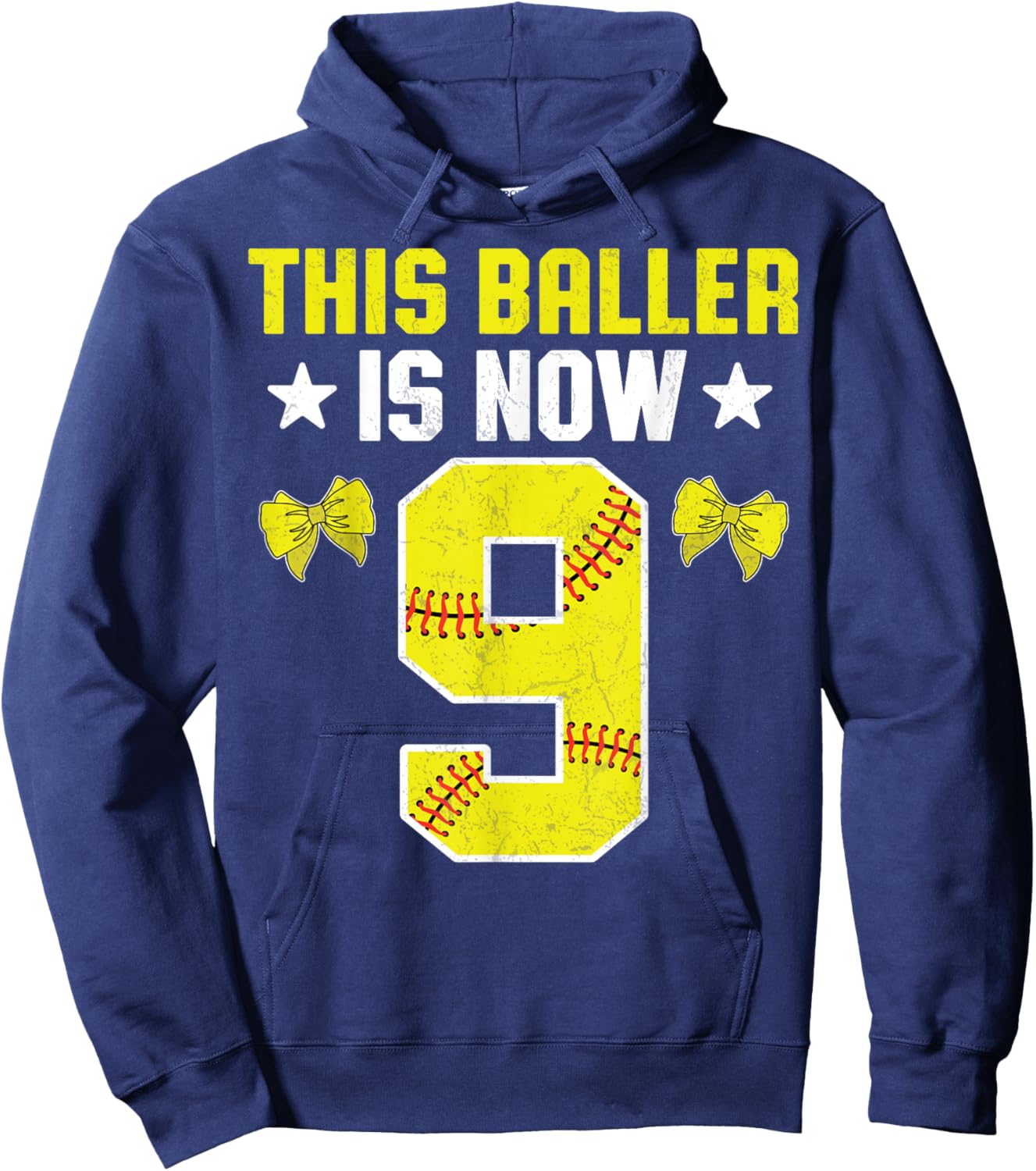 9th Birthday Party Softball Player This Baller Is Now 9 Hoodie - Hoodie | Navy