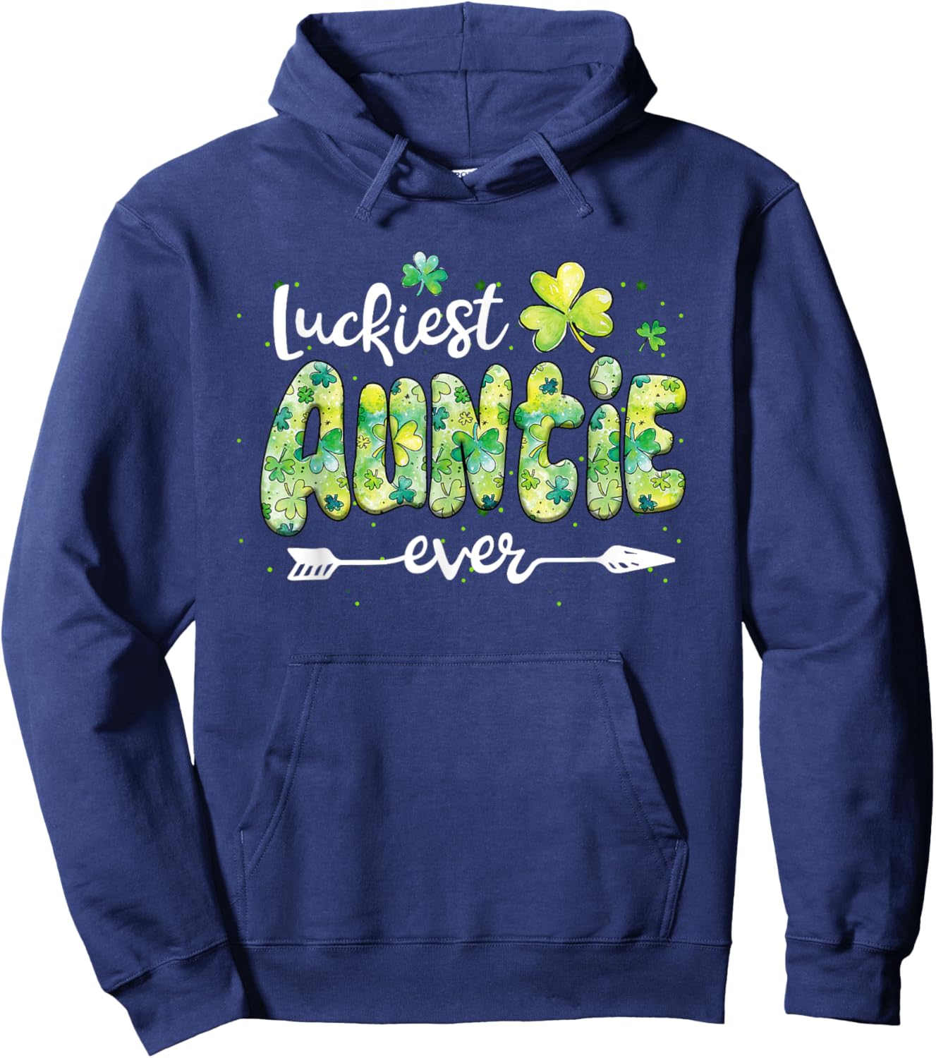 Luckiest Auntie Ever St Patricks Day Hoodie - Hoodie | Navy