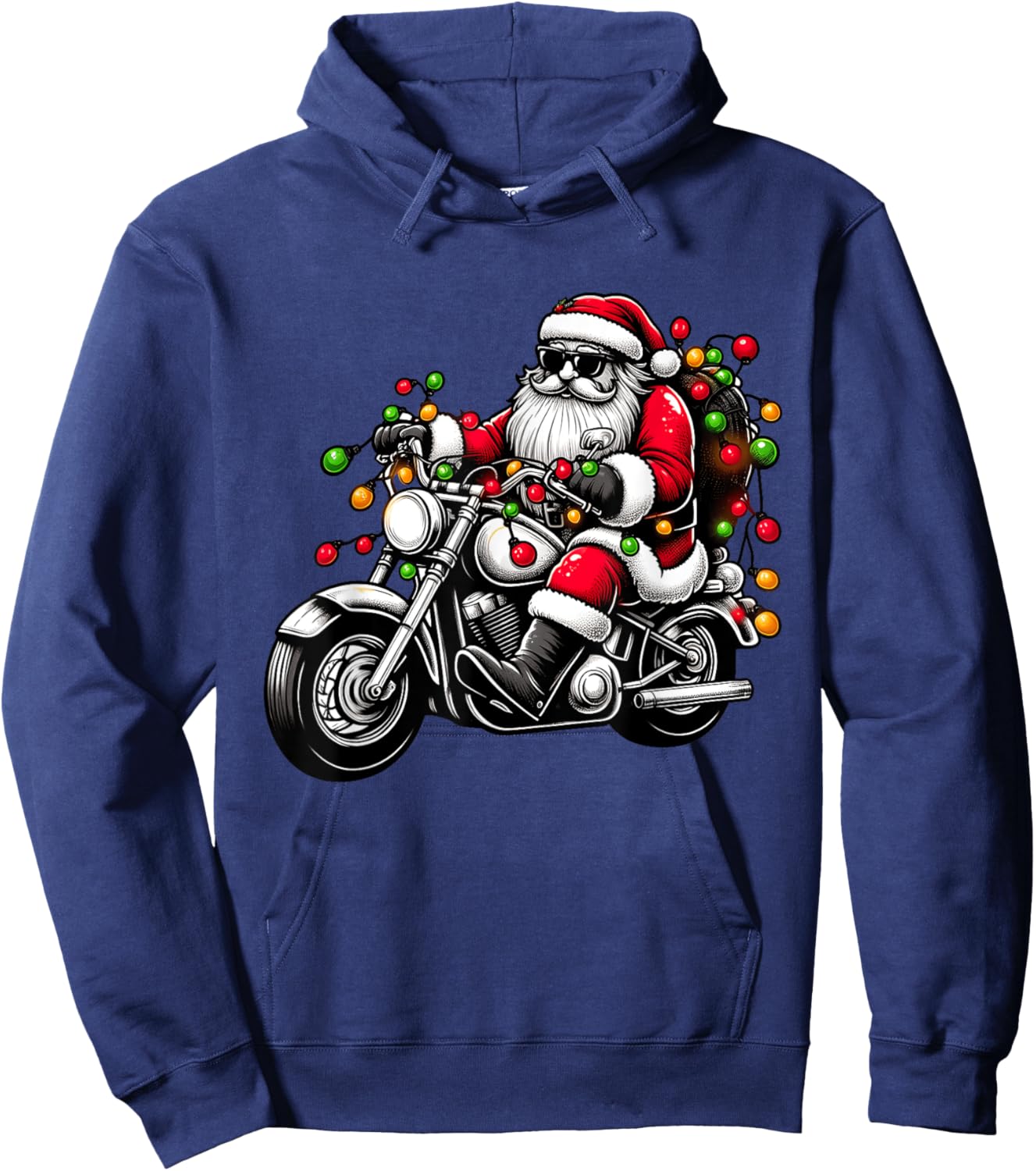 Santa Riding Motorcycle Funny Christmas Biker Toddler Kids Hoodie - Hoodie | Navy