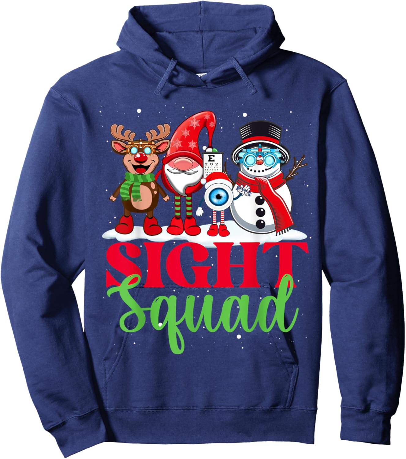 Sight Squad Reindeer Gnome Santa Funny Christmas Optometrist Hoodie - Hoodie | Navy