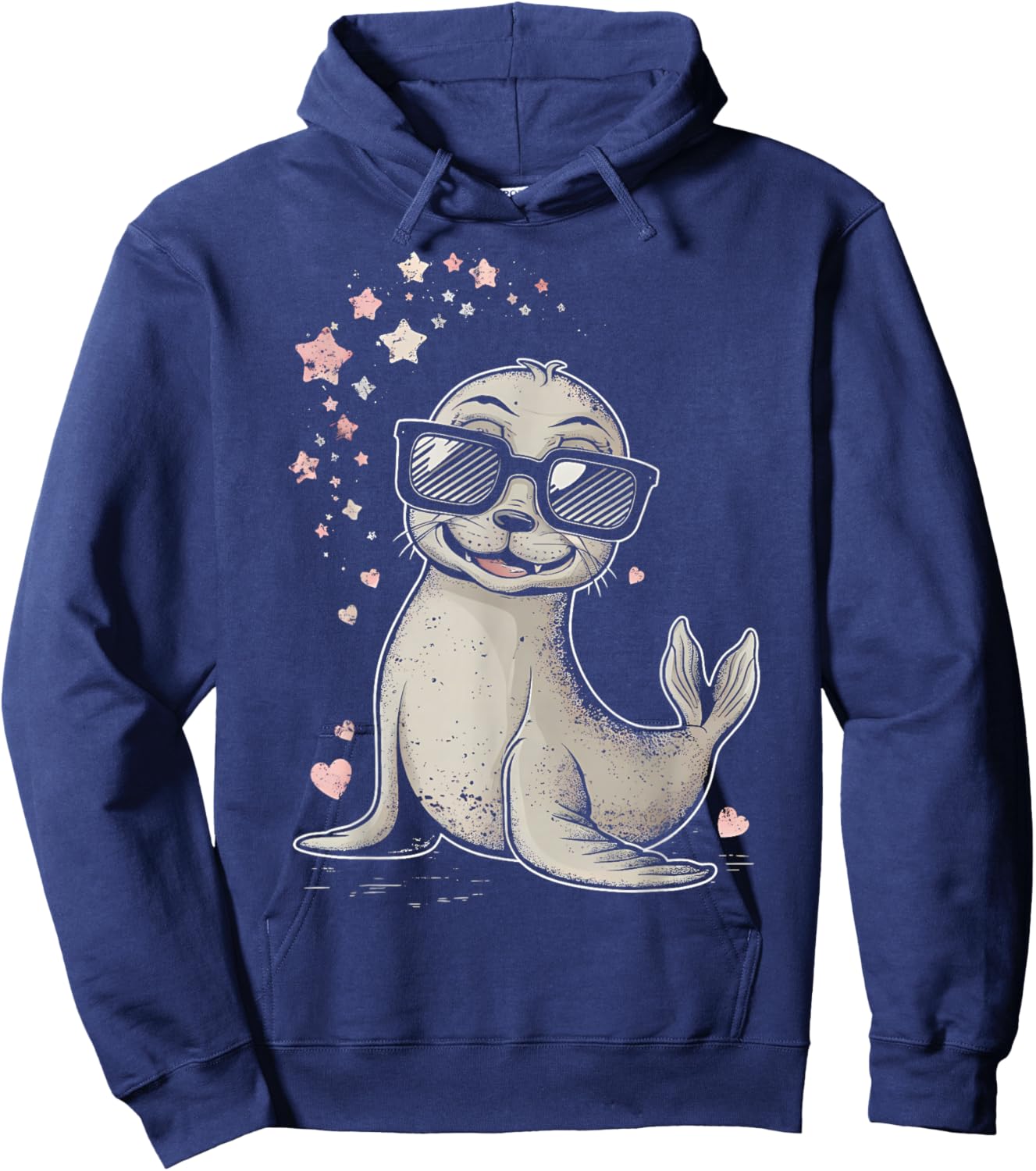 Seal Kawaii Cartoon Design Women Kids Gift Seal Hoodie - Hoodie | Navy