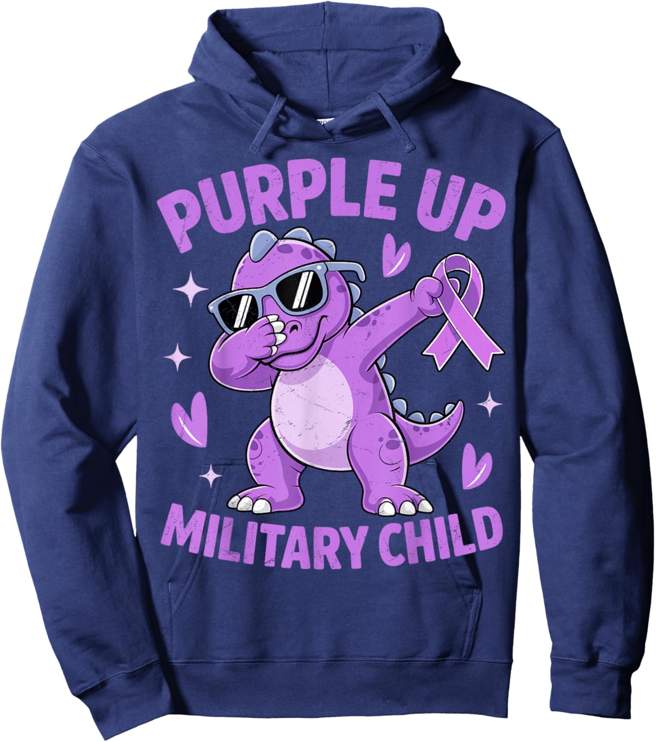 Purple Up for Military Kids Military Child Month Dinosaur Hoodie - Hoodie | Navy