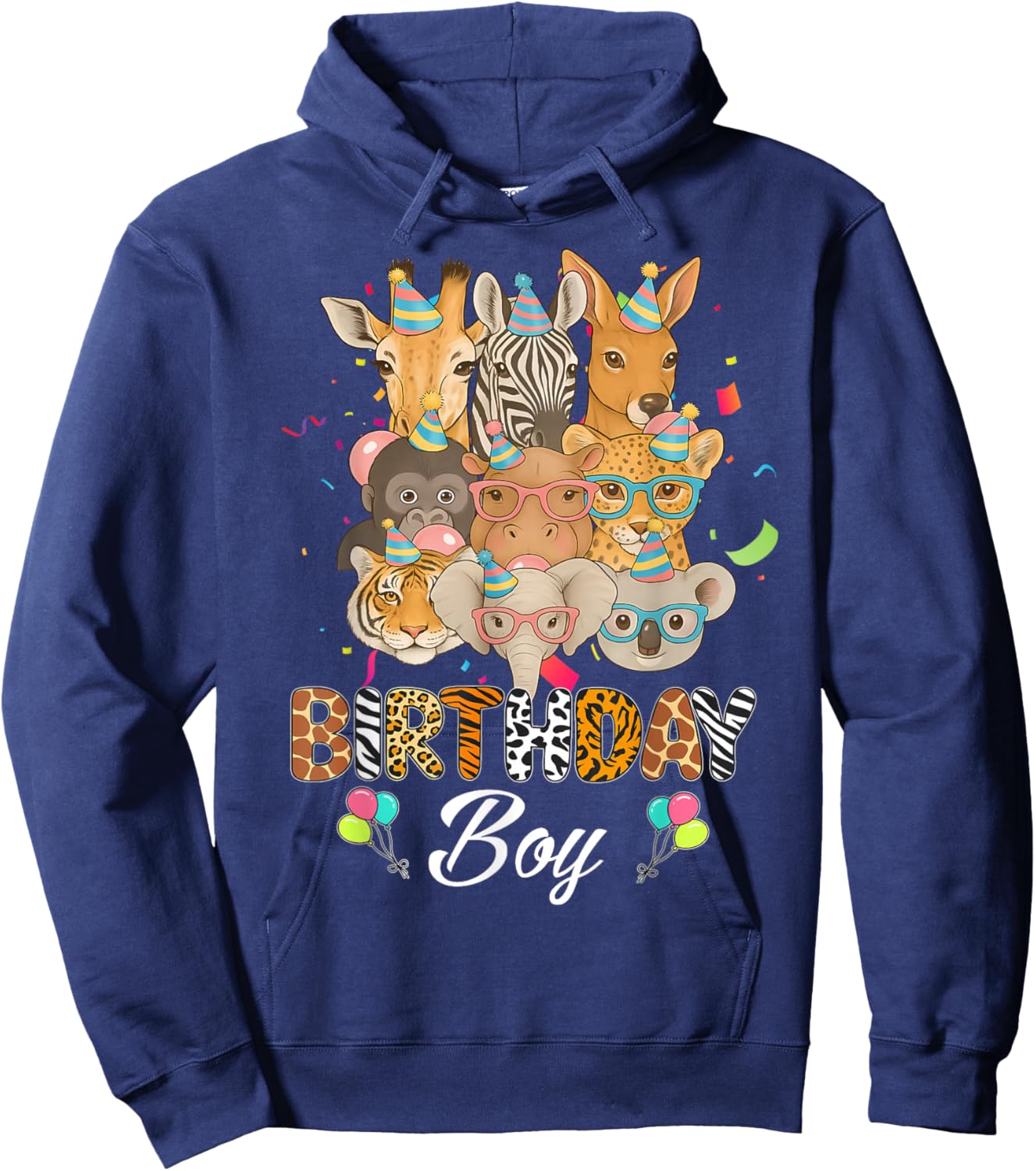 Zoo Animals Wildlife Safari Jungle Birthday Boys Kids Cute Hoodie - Hoodie | Navy