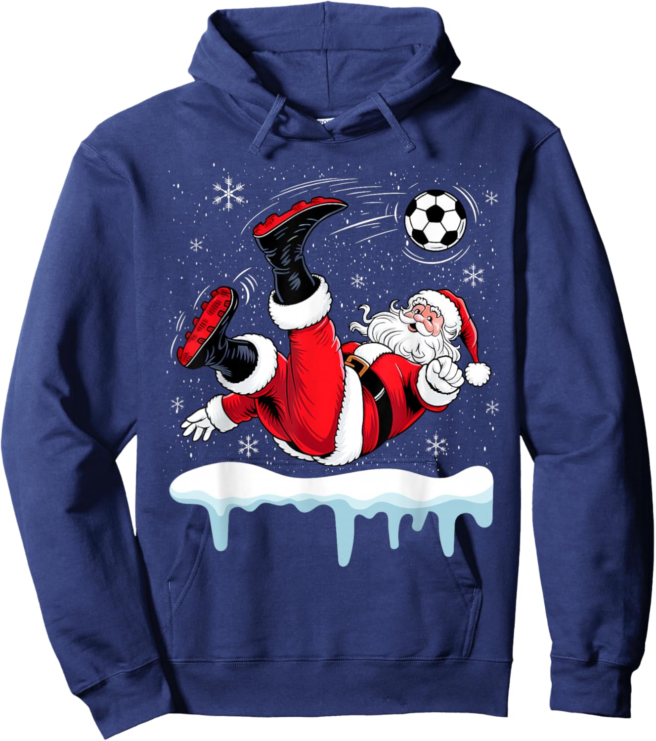 Christmas Santa Soccer Bicycle Kick Xmas Boys Men Ball Sport Hoodie - Hoodie | Navy