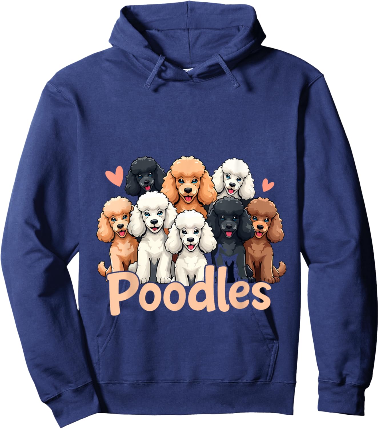 I Love Poodles Shirt Women Girls Kids Cute Poodle Dog Lover Hoodie - Hoodie | Navy