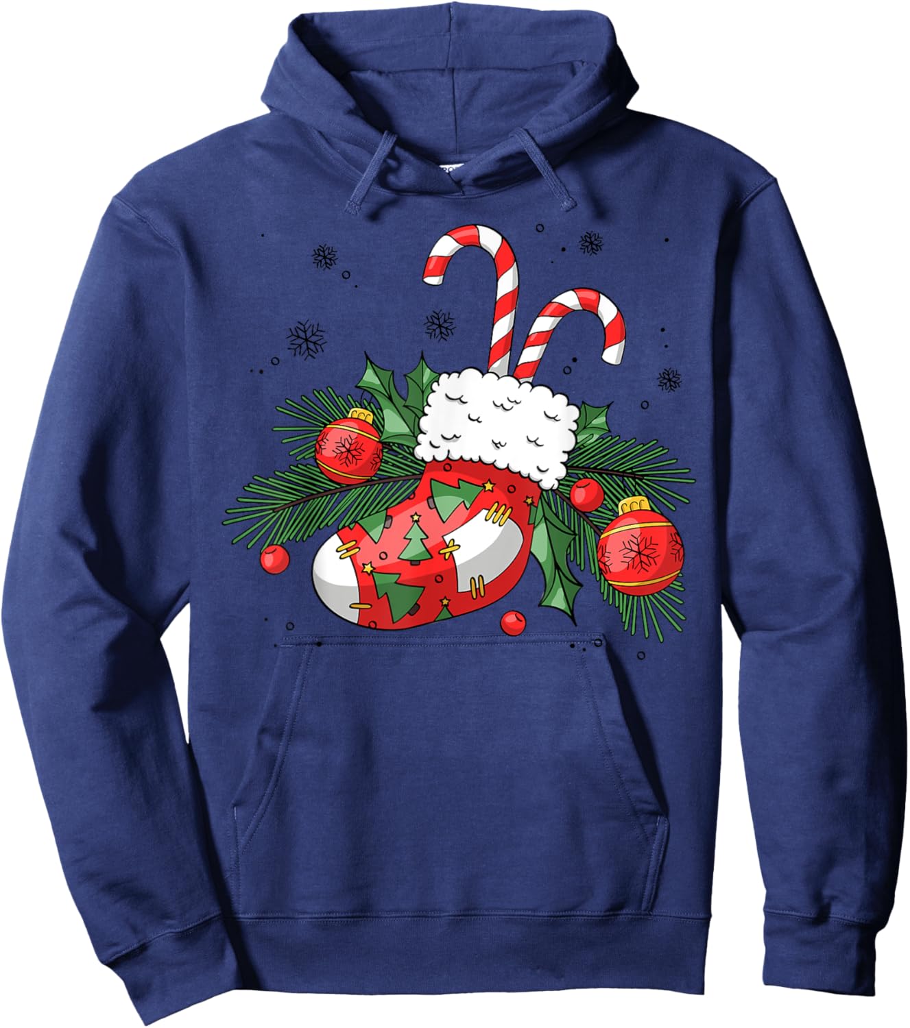 Funny Retro Merry Christmas Stocking Candy Cane Xmas Holiday Hoodie - Hoodie | Navy