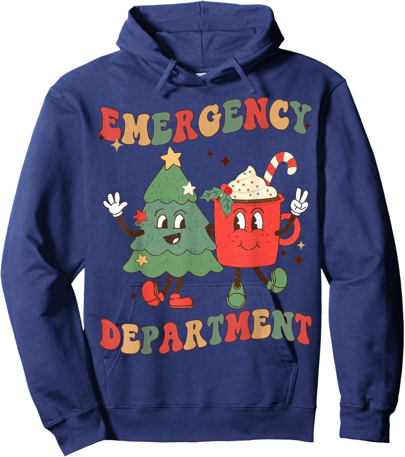 Retro Emergency Department ER Nurse Christmas Emergency Room Hoodie - Hoodie | Navy
